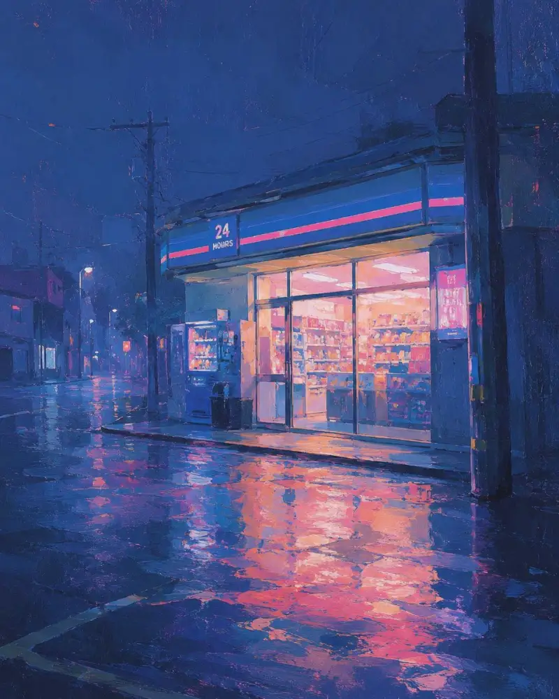 雨夜 24 小时便利店