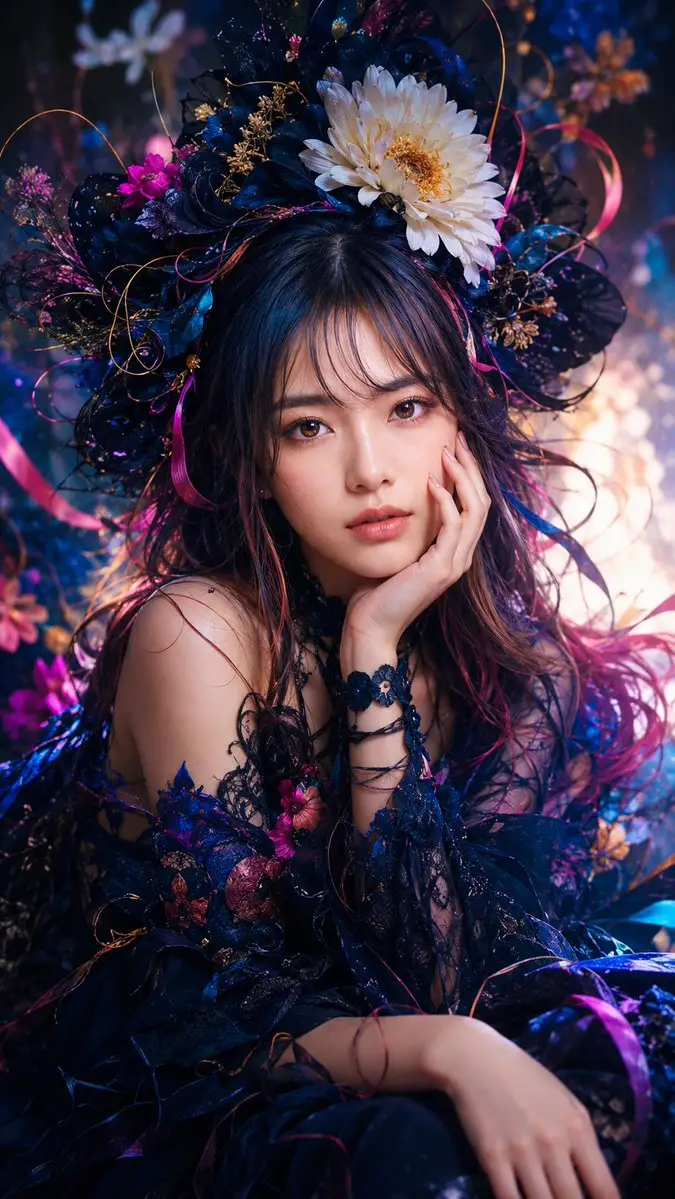 哥特式花卉奇幻肖像（图 1）