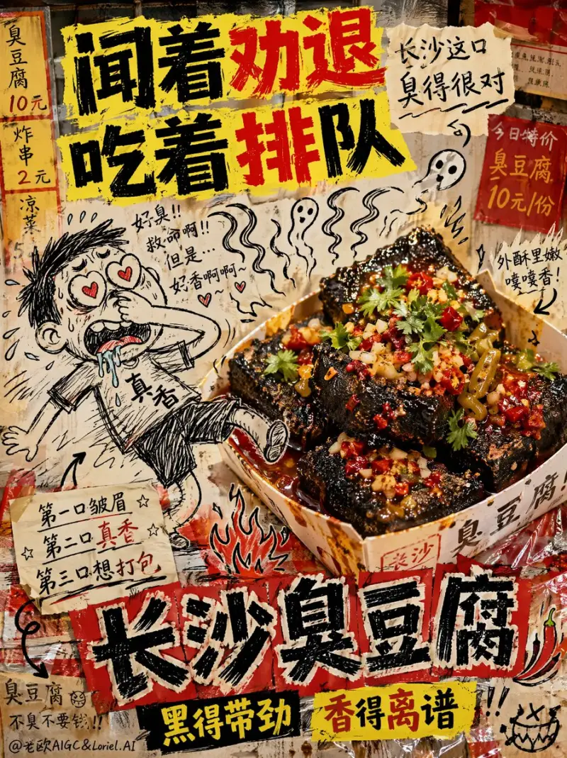 反设计风格长沙臭豆腐广告（图 1）