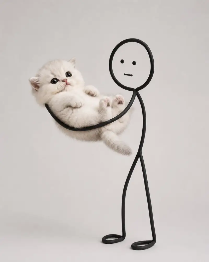 可爱的猫咪与涂鸦互动（图 1）