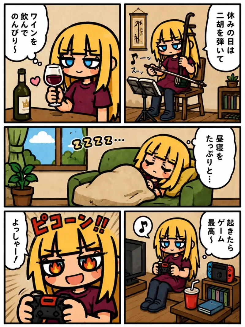慵懒的一天 Q 版漫画页