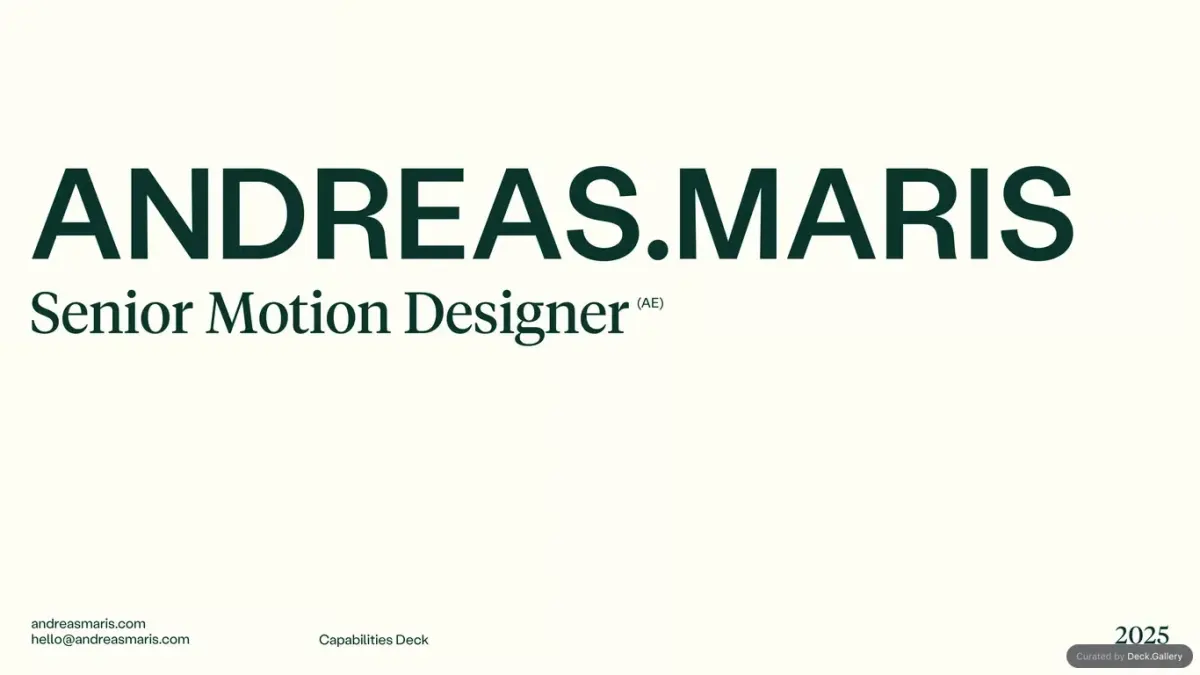 Andreas Maris Capabilities Deck 2025 幻灯片封面