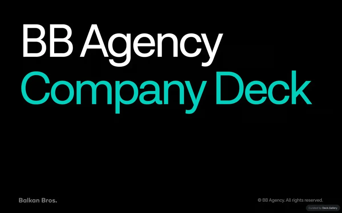 BB Agency Company Deck 幻灯片封面