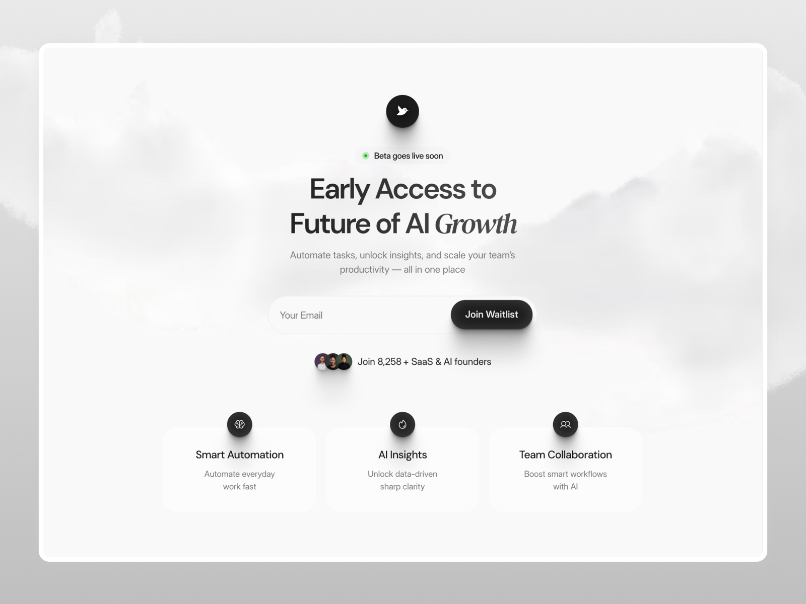 极简现代 SaaS 产品官网设计灵感，人工智能、SaaS Framer 网站模板详情图 1