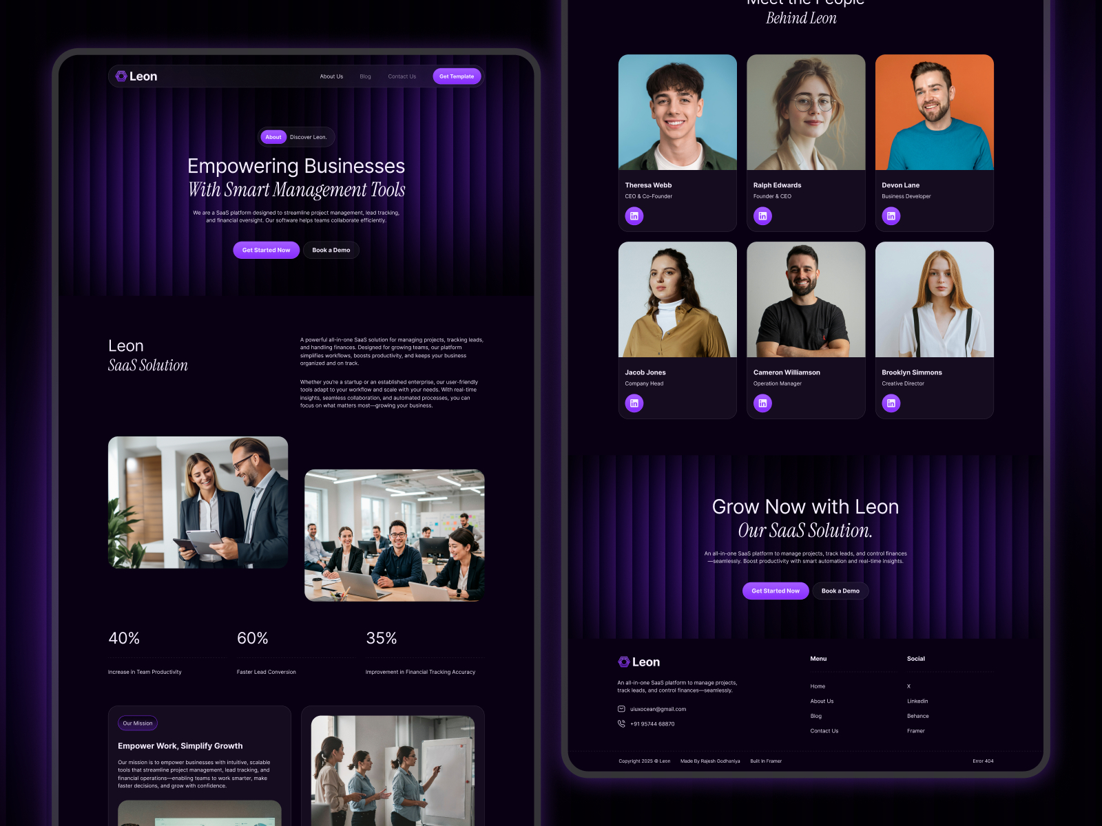 高级暗黑现代个人品牌网站设计灵感，SaaS、作品集 Framer 网站模板详情图 3
