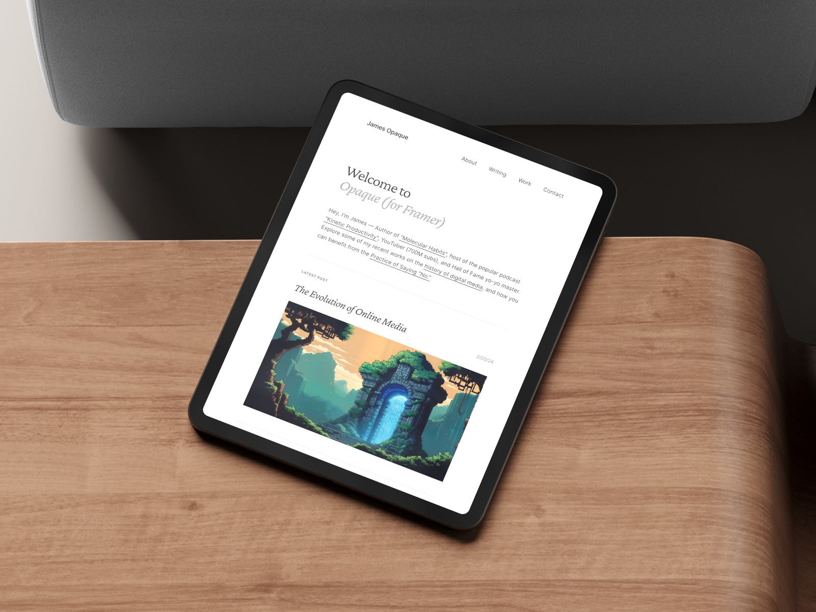 极简现代个人品牌网站设计灵感，博客内容、作品集 Framer 网站模板封面图