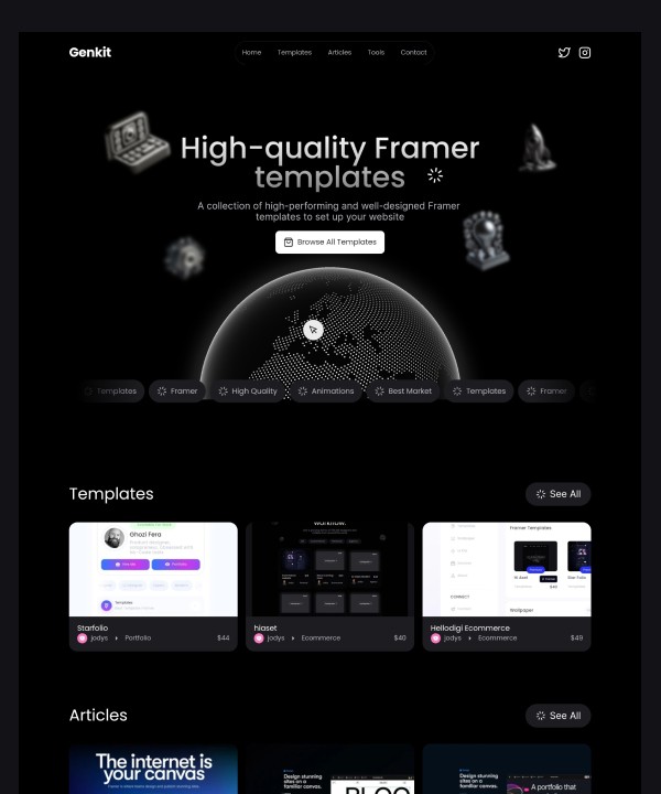 电商网站设计灵感，电商、博客内容 Framer 网站模板详情图 3