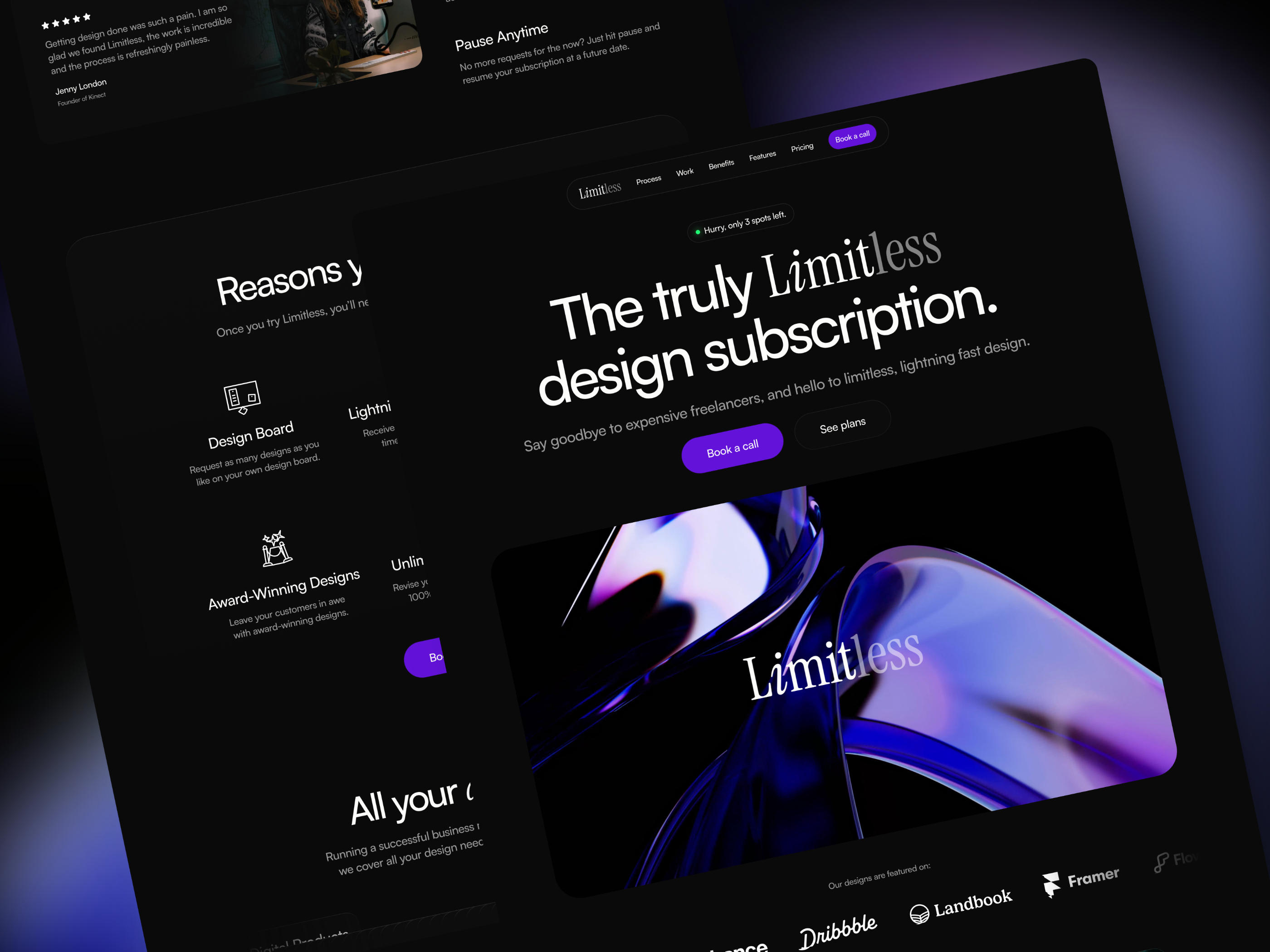 高级暗黑现代创意机构官网设计灵感，SaaS、设计工作室 Framer 网站模板详情图 3