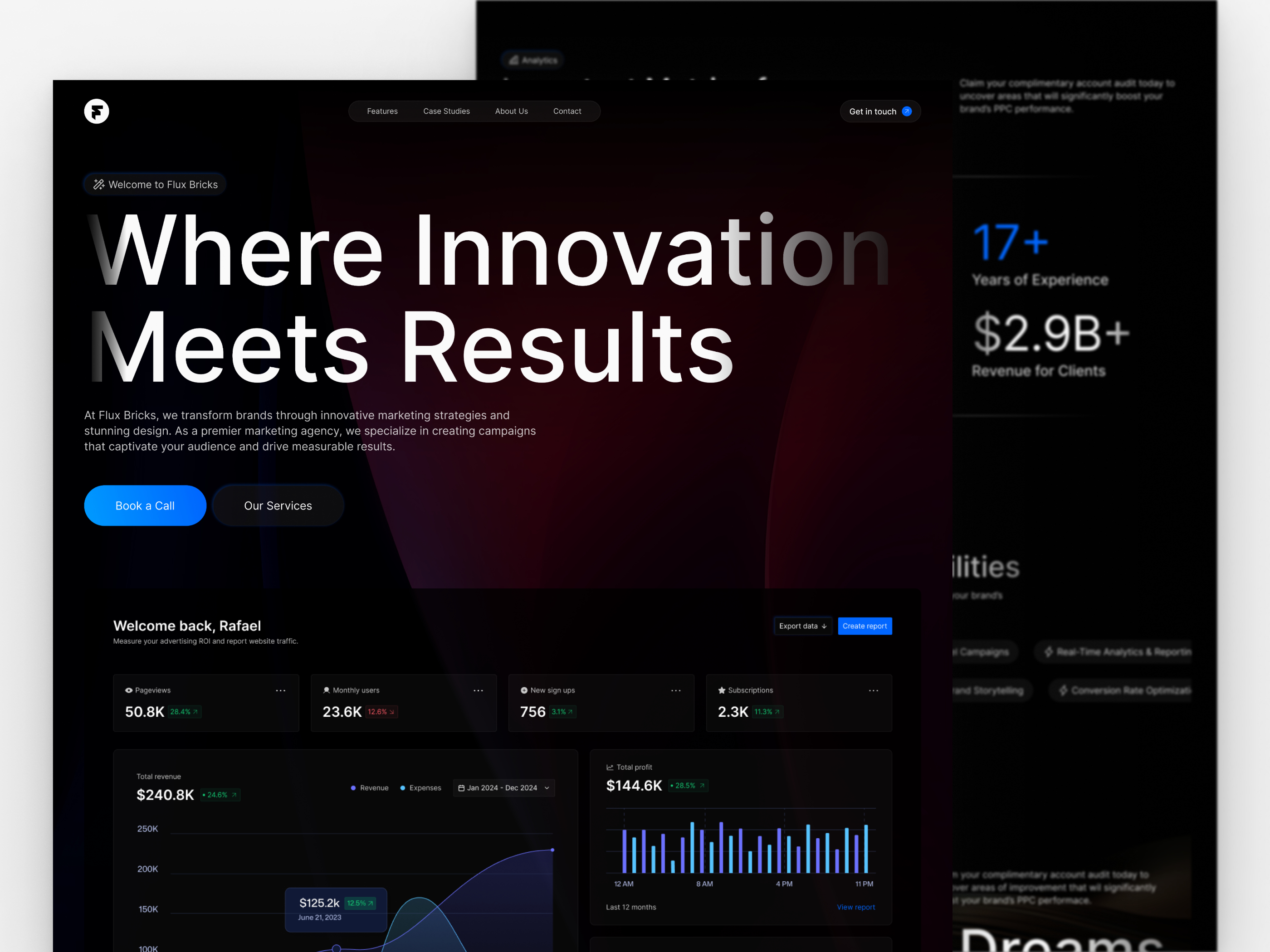 高级暗黑渐变 SaaS 产品官网设计灵感，SaaS、设计工作室 Framer 网站模板详情图 2