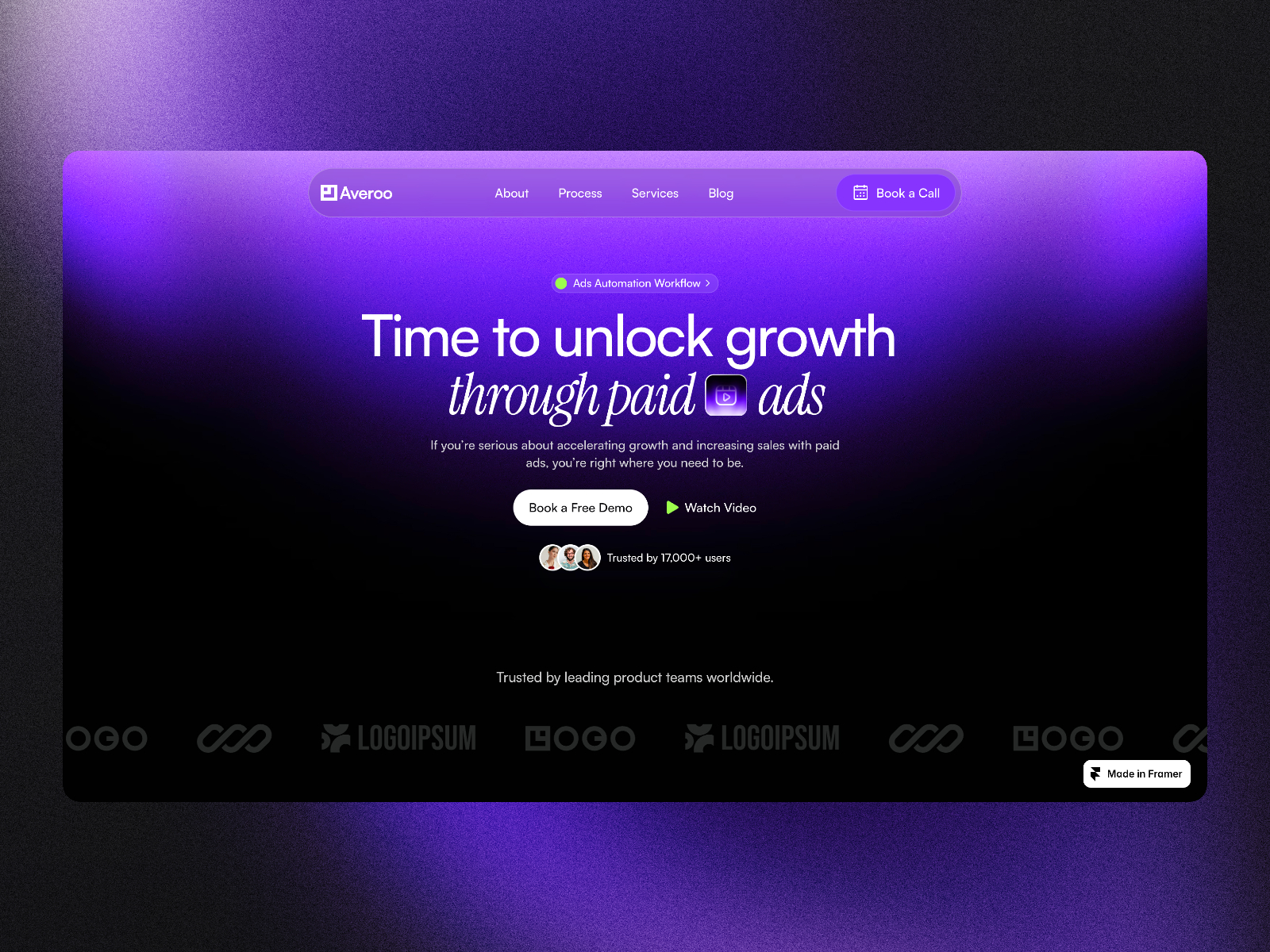 高级暗黑现代创意机构官网设计灵感，博客内容、设计工作室 Framer 网站模板详情图 1