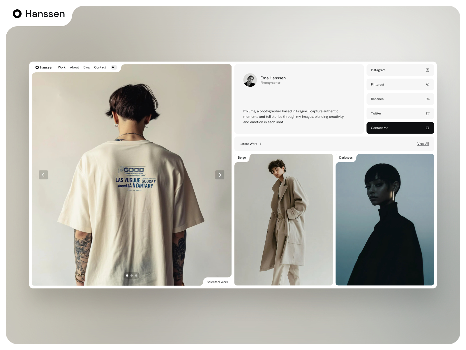极简动效作品集网站设计灵感，作品集 Framer 网站模板详情图 1