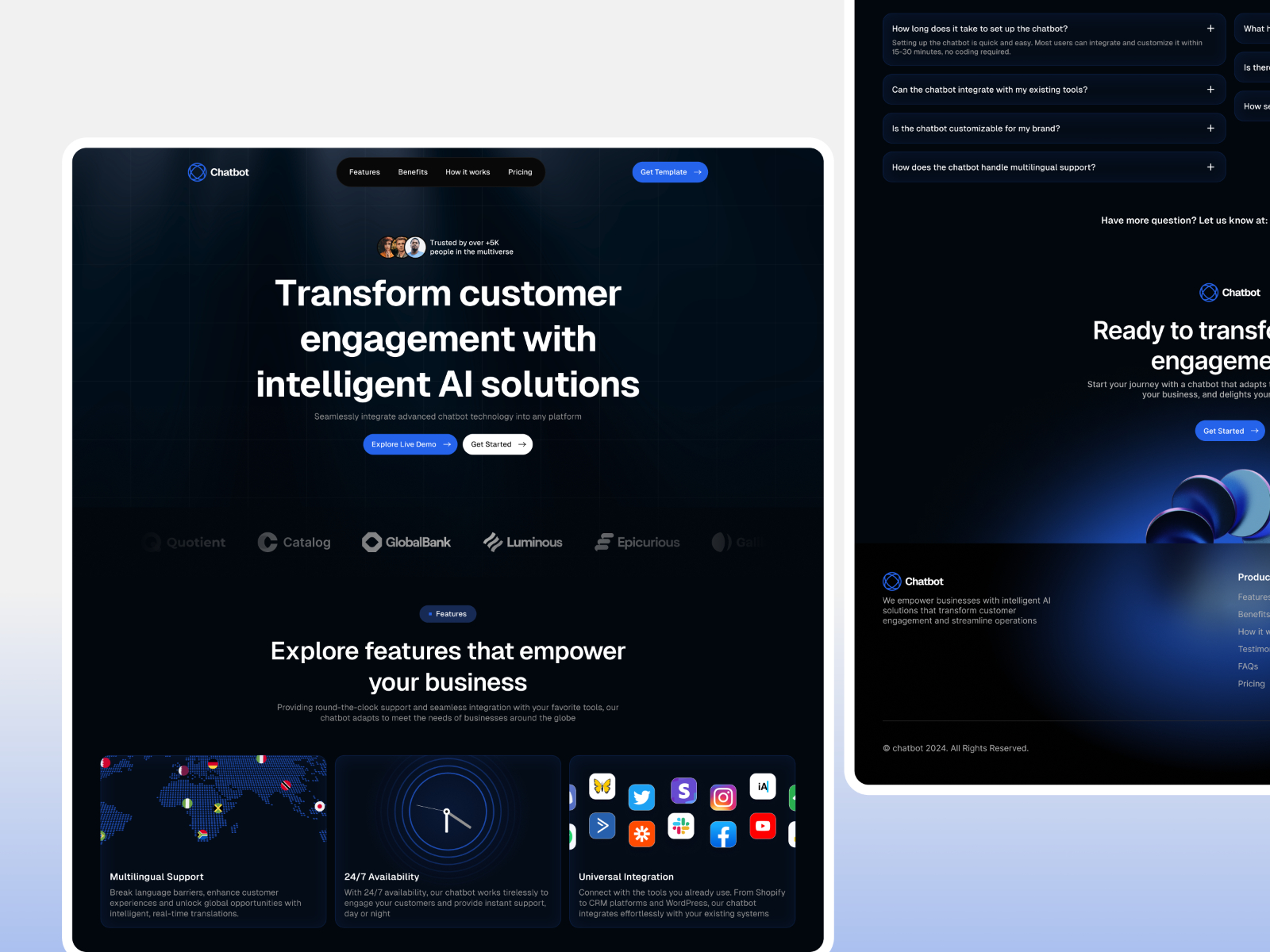 高级暗黑现代 AI 产品官网设计灵感，人工智能、SaaS Framer 网站模板详情图 2