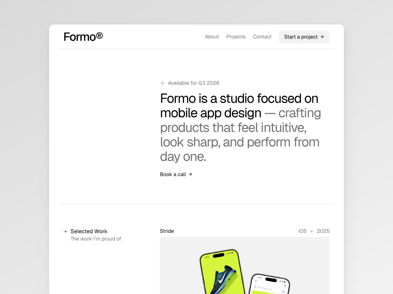 极简现代作品集网站设计灵感，设计工作室、作品集 Framer 网站模板详情图 1
