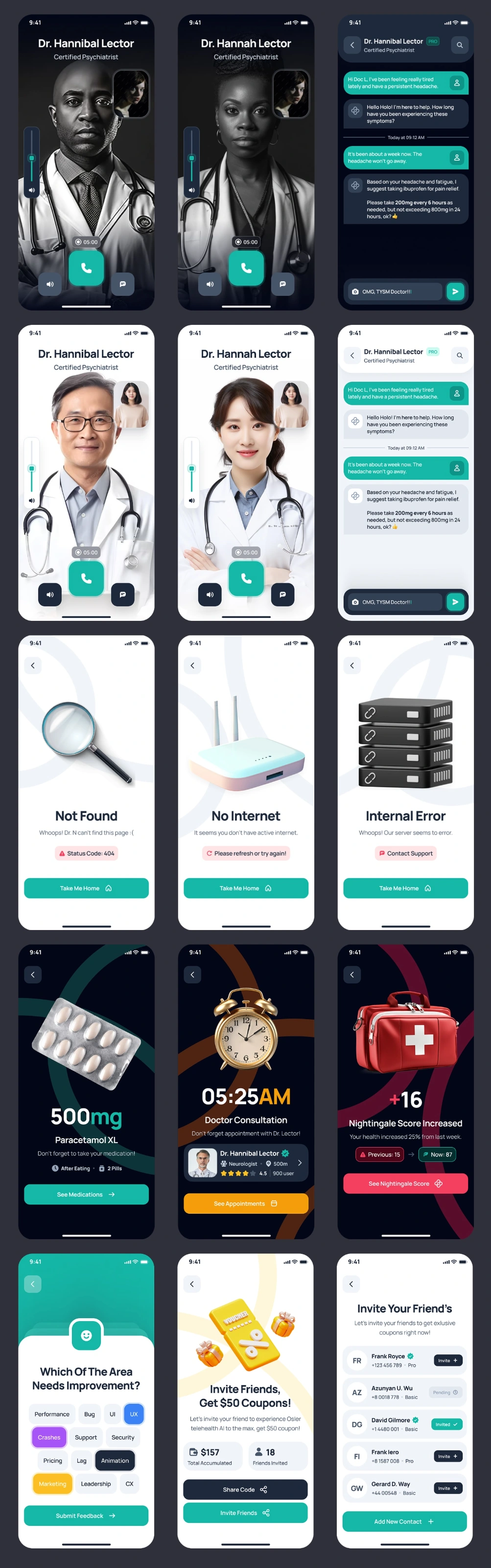 AI 驱动的心理健康 应用UI套件 310+页面