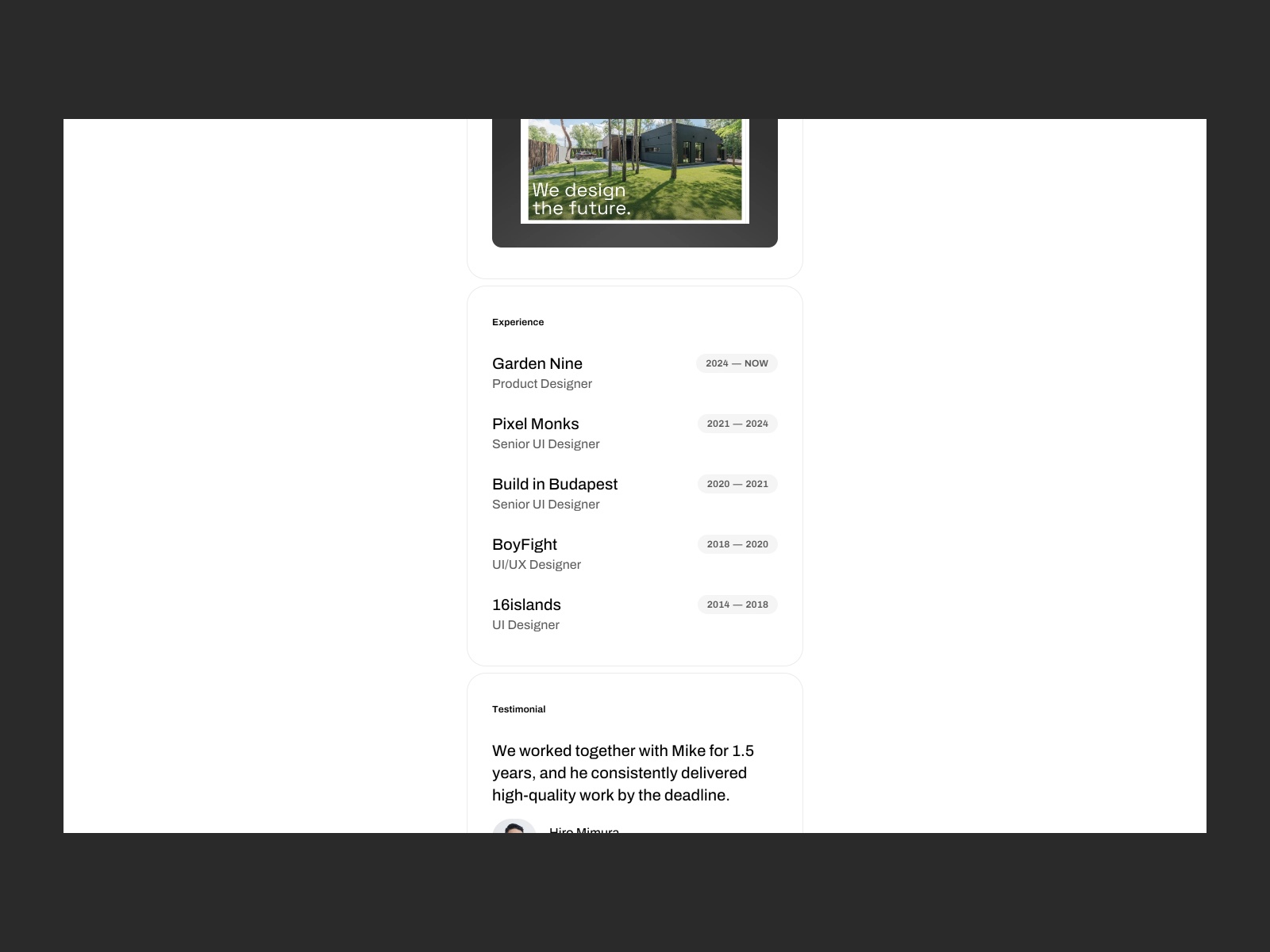 极简动效作品集网站设计灵感，作品集 Framer 网站模板详情图 3