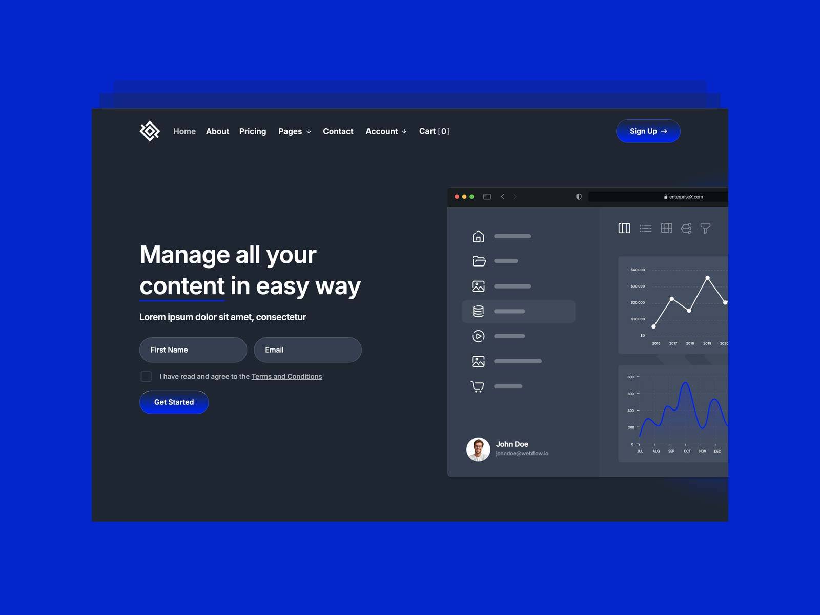 高级暗黑现代 SaaS 产品官网设计灵感，SaaS、设计工作室 Framer 网站模板详情图 2