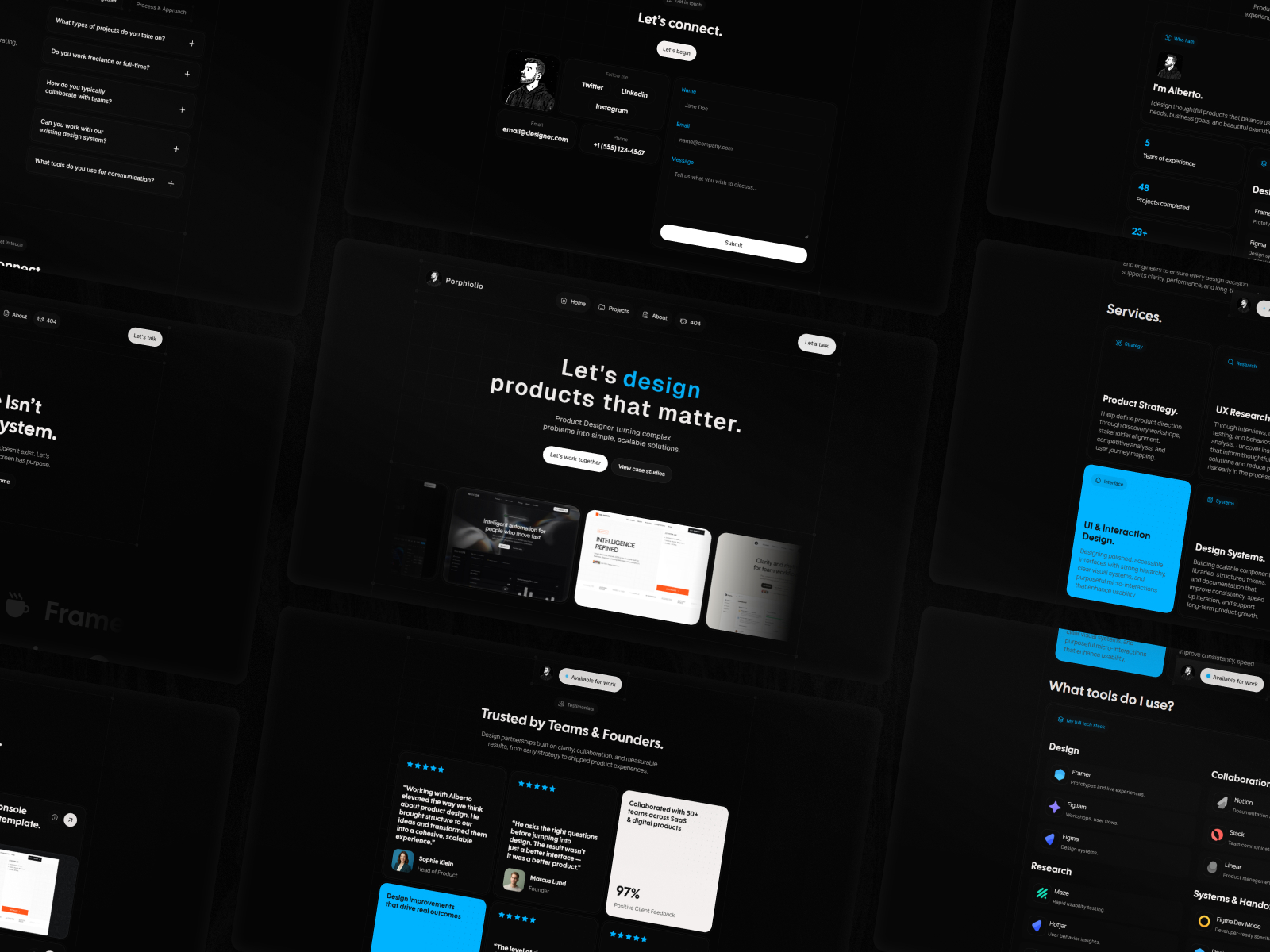 高级暗黑极简作品集网站设计灵感，SaaS、作品集 Framer 网站模板详情图 2