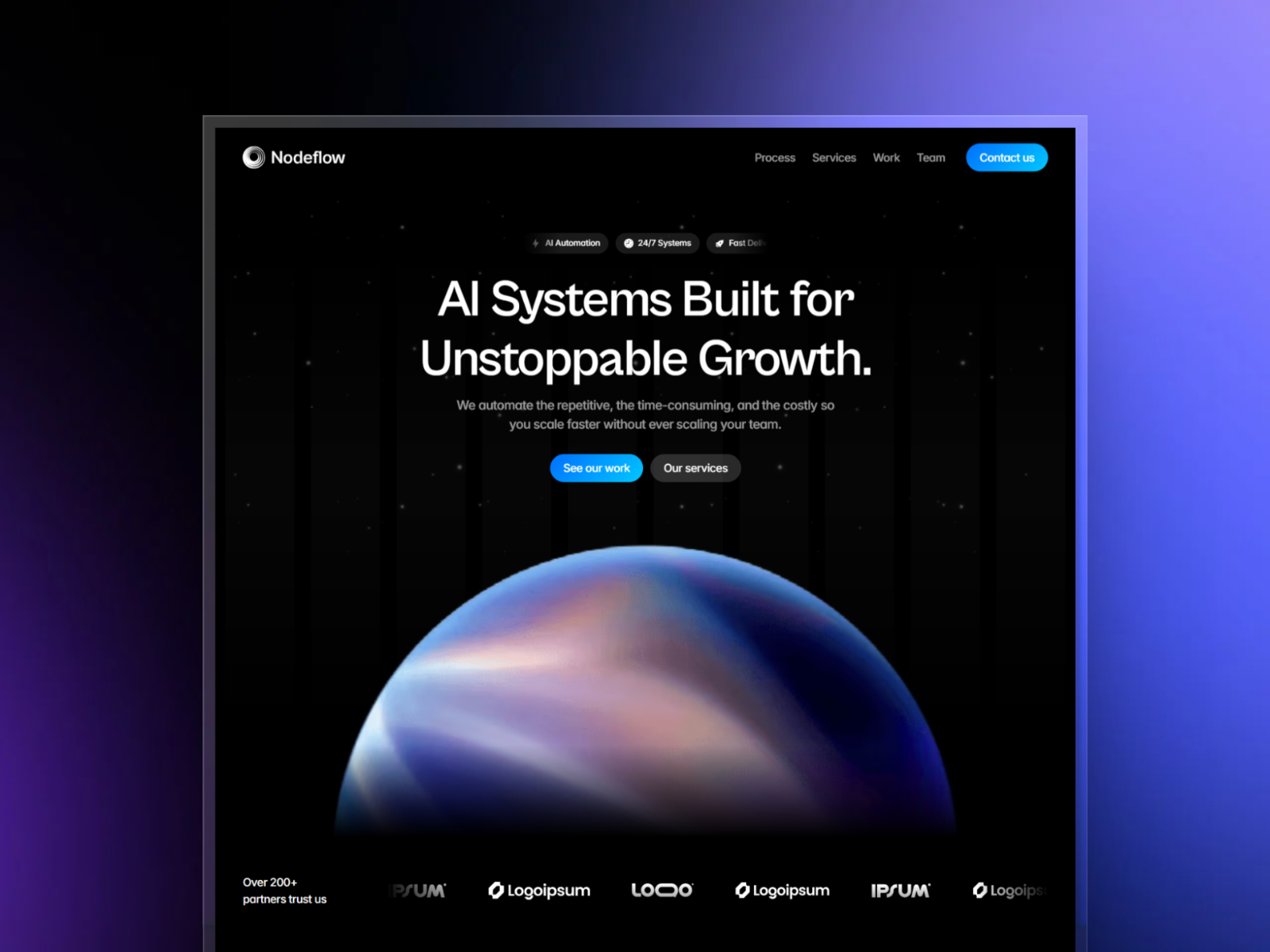 高级暗黑现代 AI 机构落地页设计灵感，Web3、人工智能 Framer 网站模板详情图 1