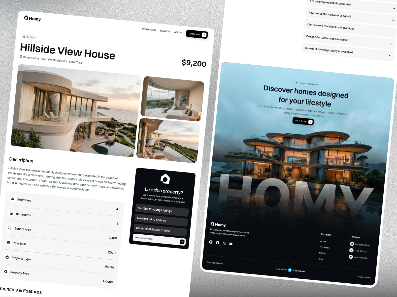 极简现代创意机构官网设计灵感，房地产、建筑空间 Framer 网站模板详情图 3