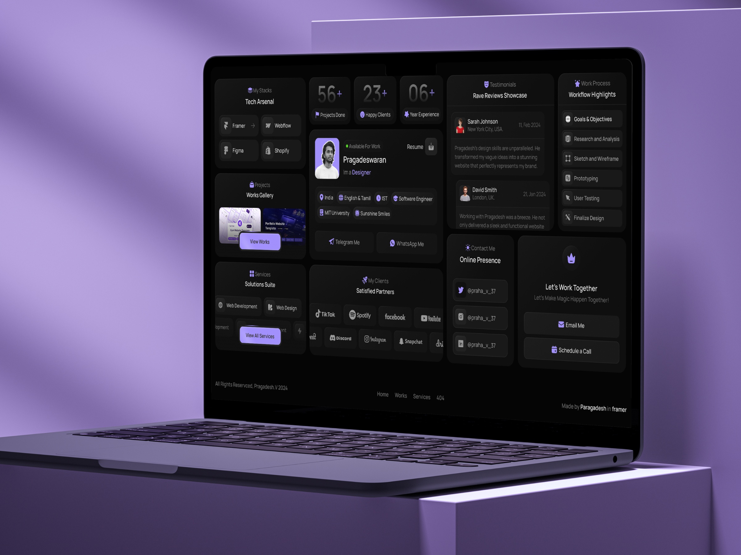 现代作品集网站设计灵感，SaaS、作品集 Framer 网站模板封面图
