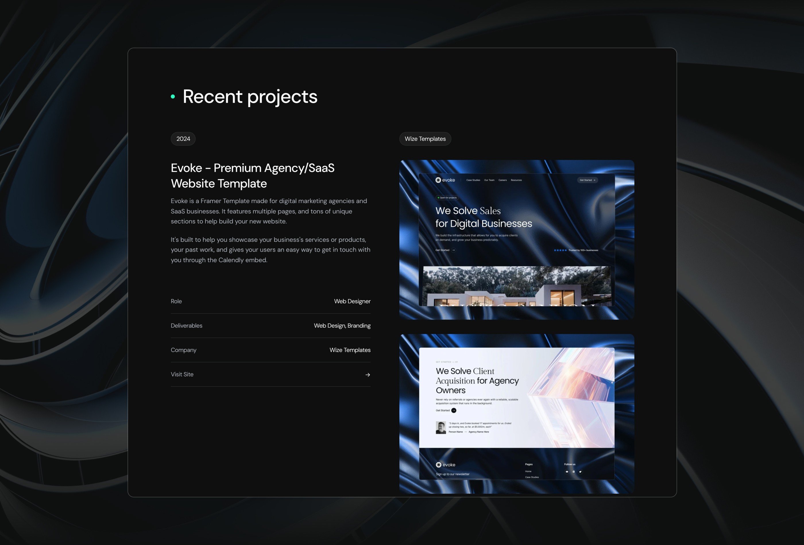 作品集网站设计灵感，作品集 Framer 网站模板详情图 3