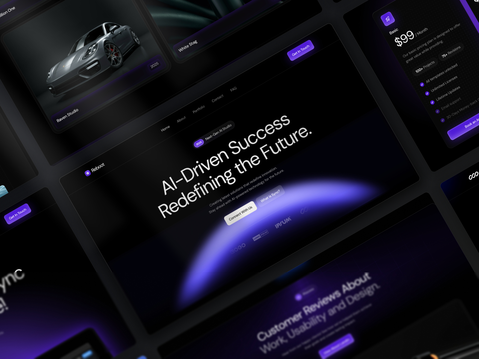 黑白极简动效 AI 机构落地页设计灵感，人工智能、设计工作室 Framer 网站模板详情图 1