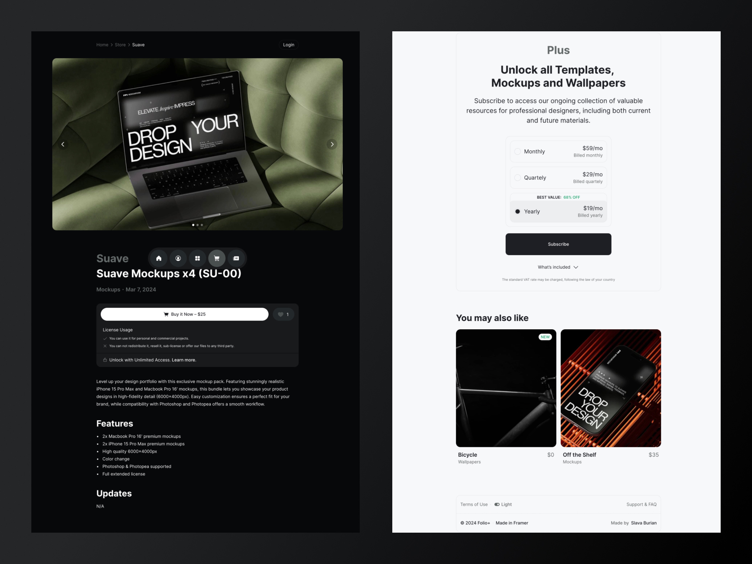 极简现代作品集网站设计灵感，电商、作品集 Framer 网站模板详情图 3