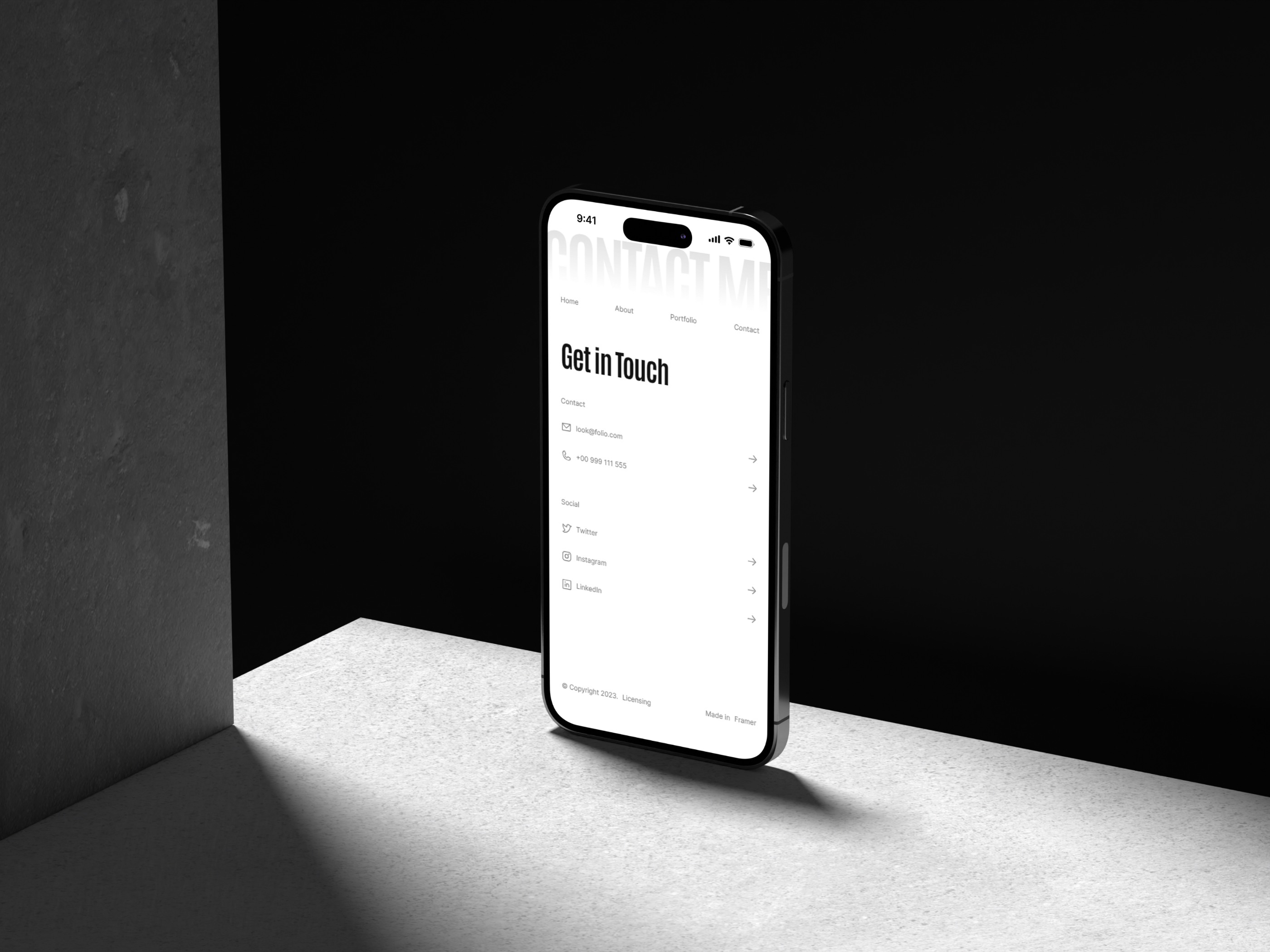 极简专业作品集网站设计灵感，作品集 Framer 网站模板详情图 4