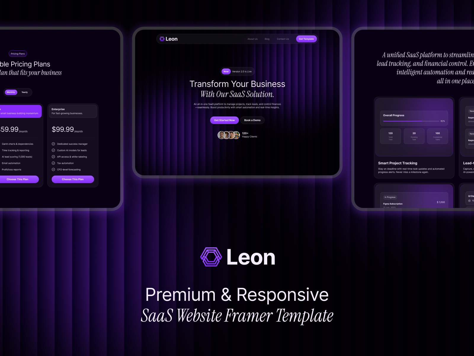 高级暗黑现代个人品牌网站设计灵感，SaaS、作品集 Framer 网站模板详情图 4