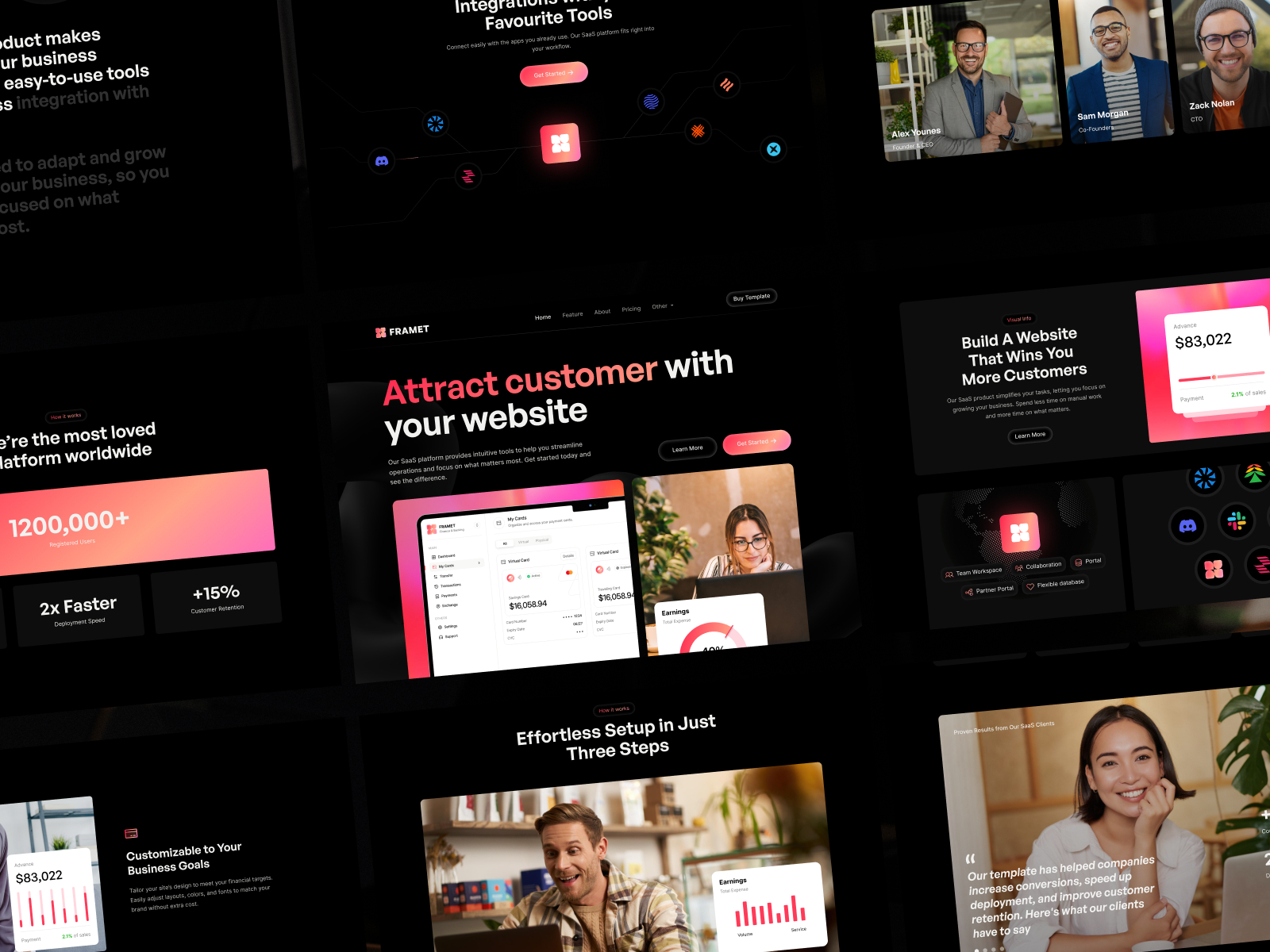 高级暗黑极简落地页设计案例，SaaS、落地页 Framer 网站模板详情图 2