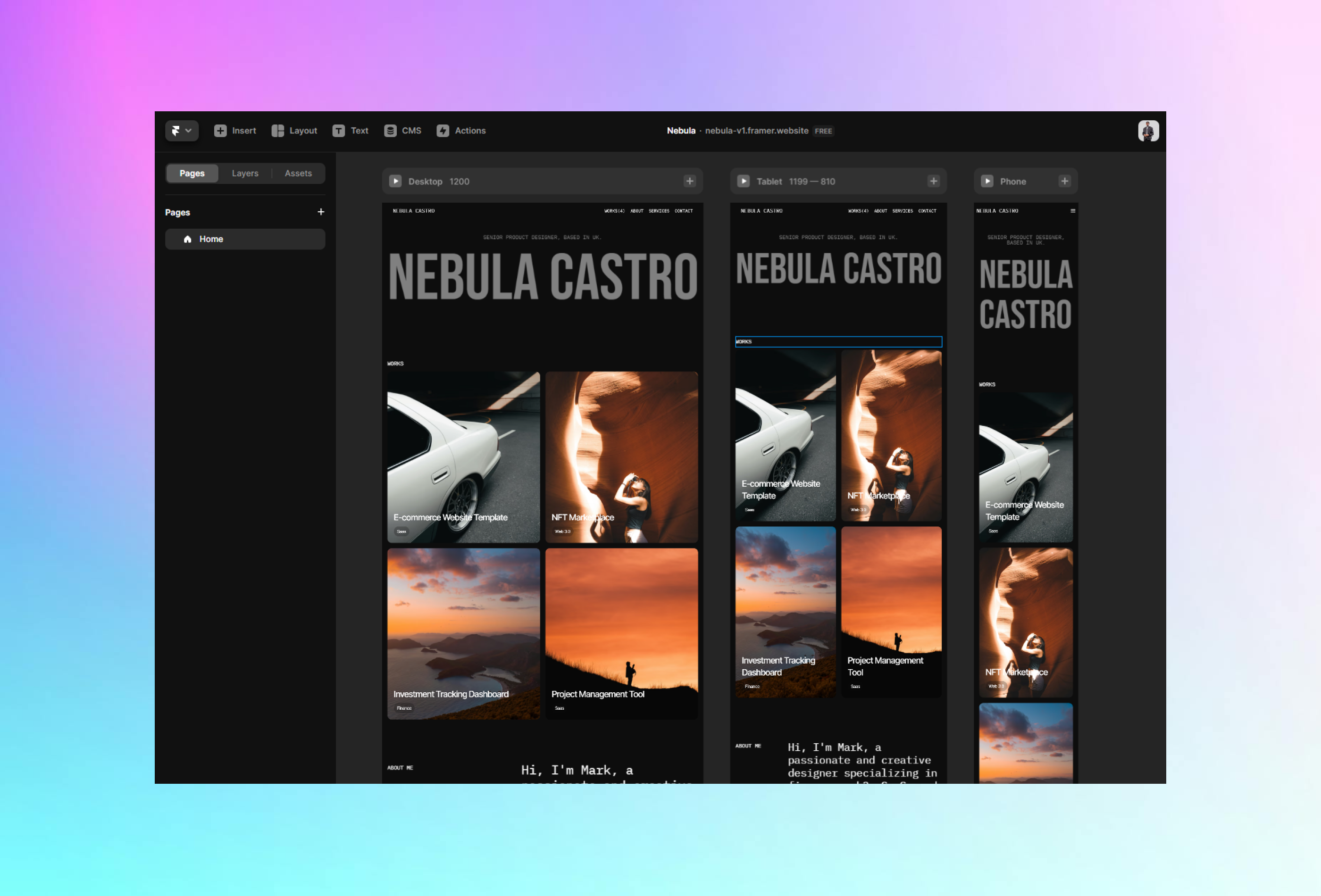 作品集网站设计灵感，作品集、落地页 Framer 网站模板详情图 3