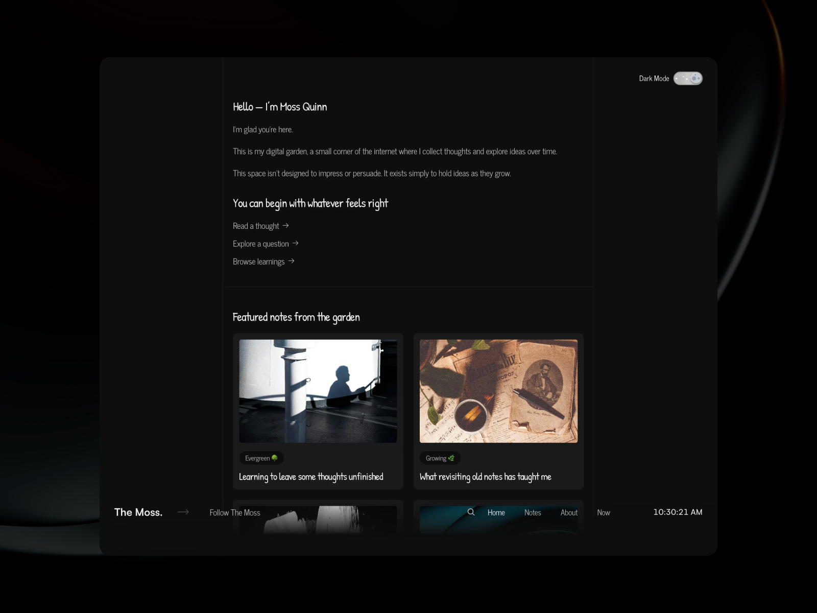 高级暗黑黑白极简个人品牌网站设计灵感，博客内容、作品集 Framer 网站模板详情图 1
