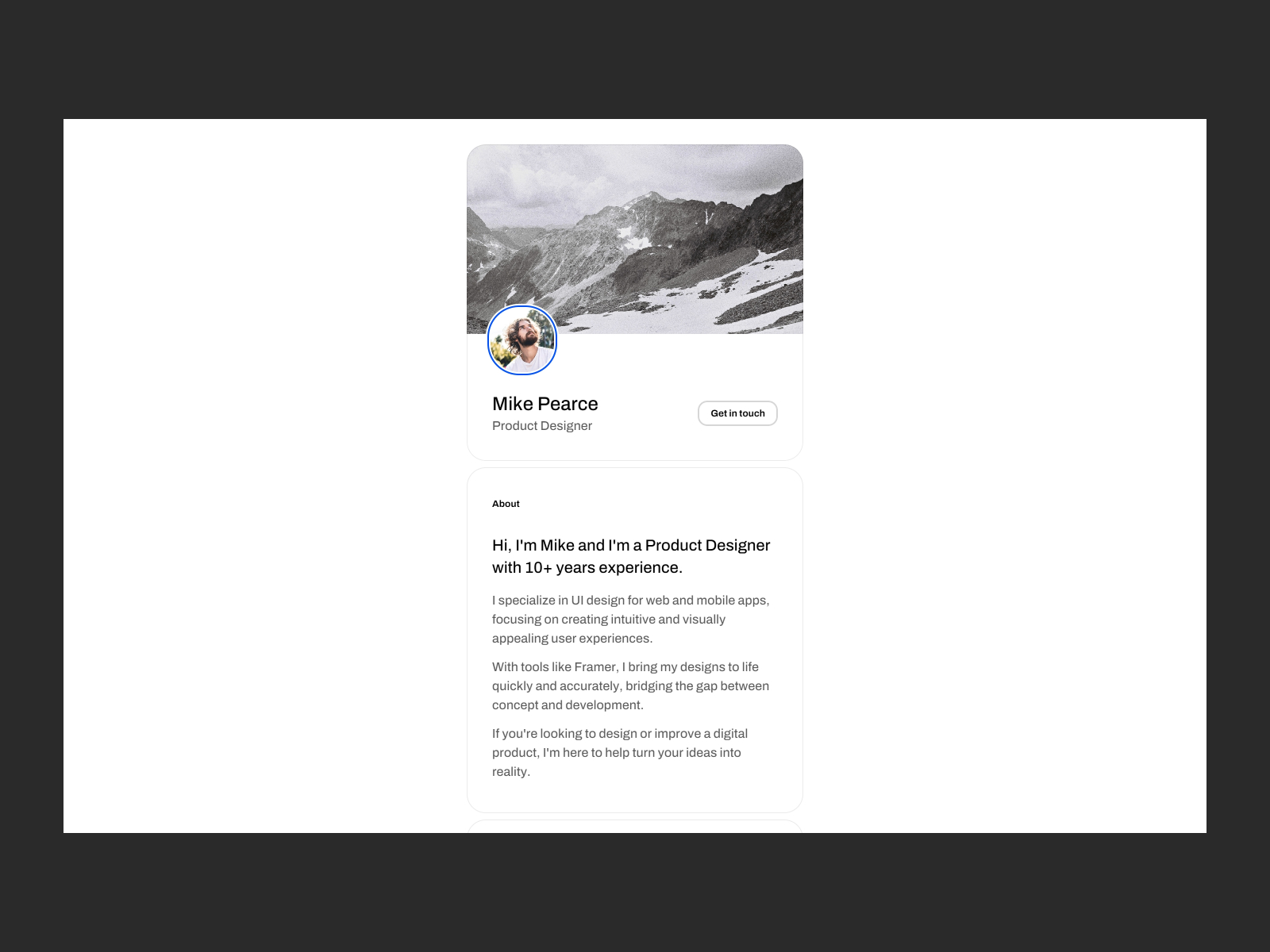 极简动效作品集网站设计灵感，作品集 Framer 网站模板详情图 1