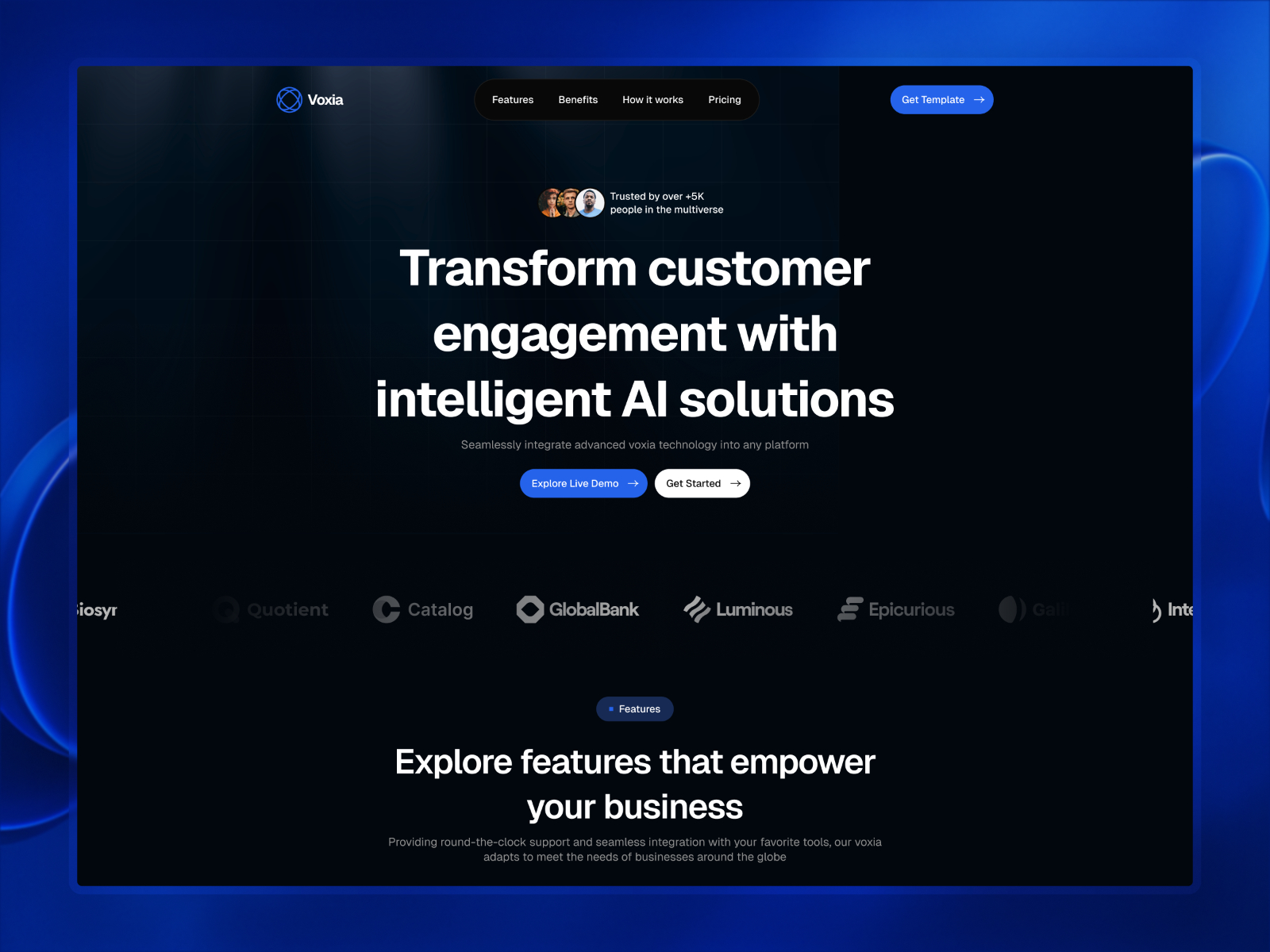高级暗黑现代 AI 产品官网设计灵感，人工智能、SaaS Framer 网站模板详情图 1