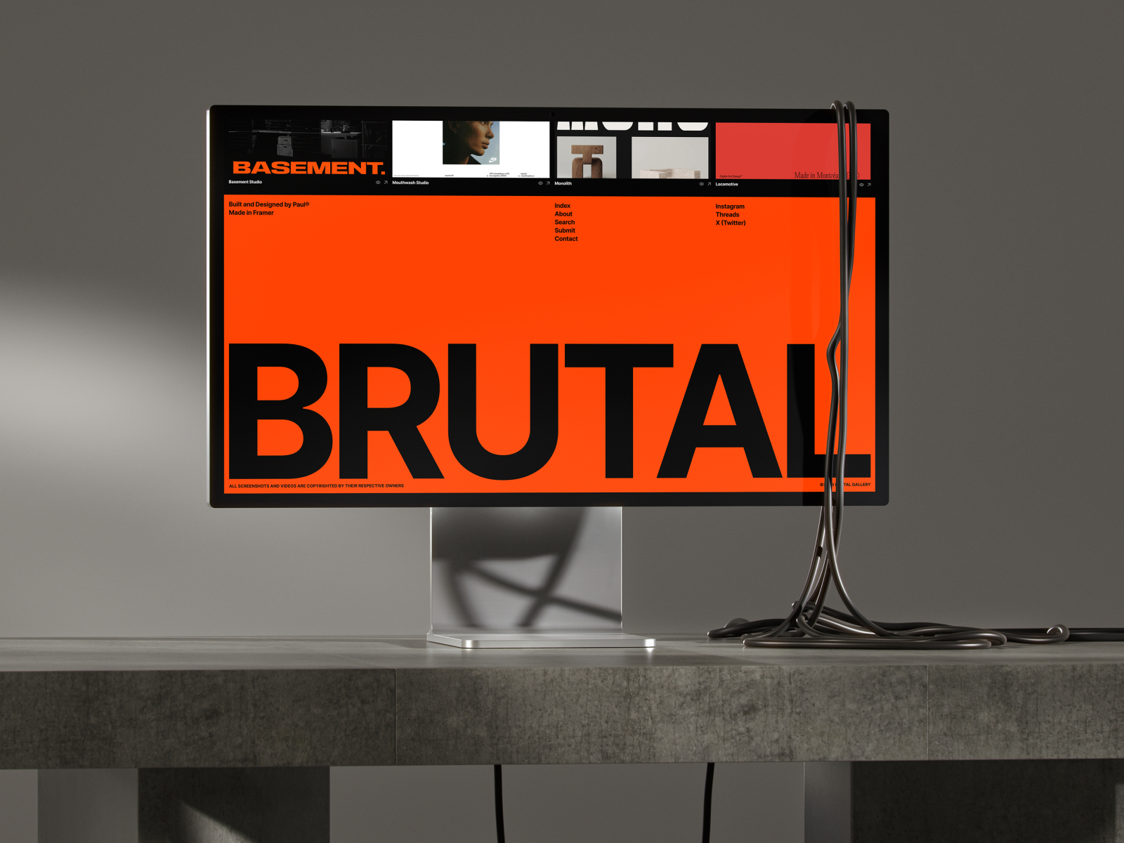 高级暗黑极简个人品牌网站设计灵感，博客内容、设计工作室 Framer 网站模板详情图 1