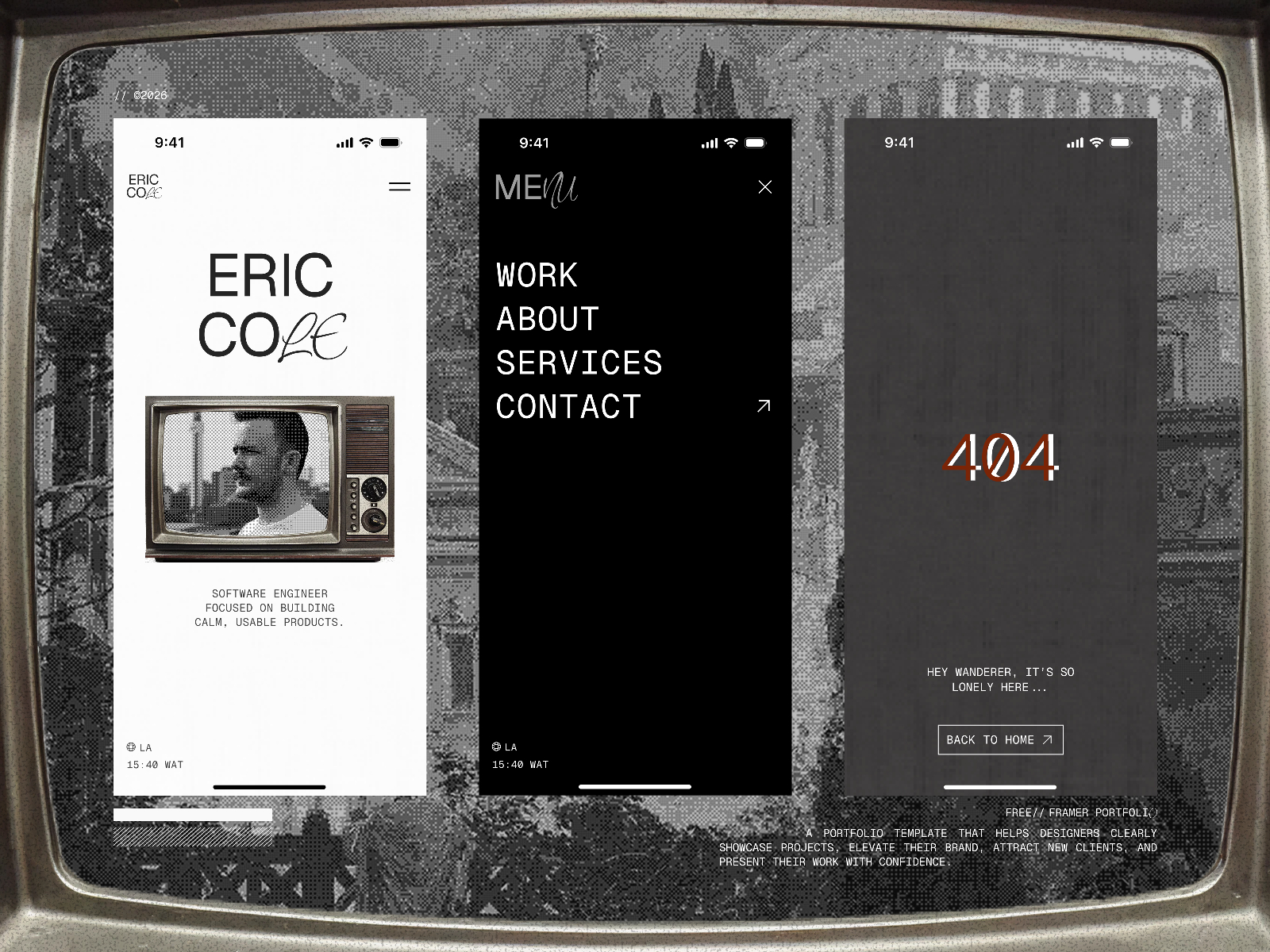 黑白极简现代作品集网站设计灵感，作品集、落地页 Framer 网站模板详情图 4