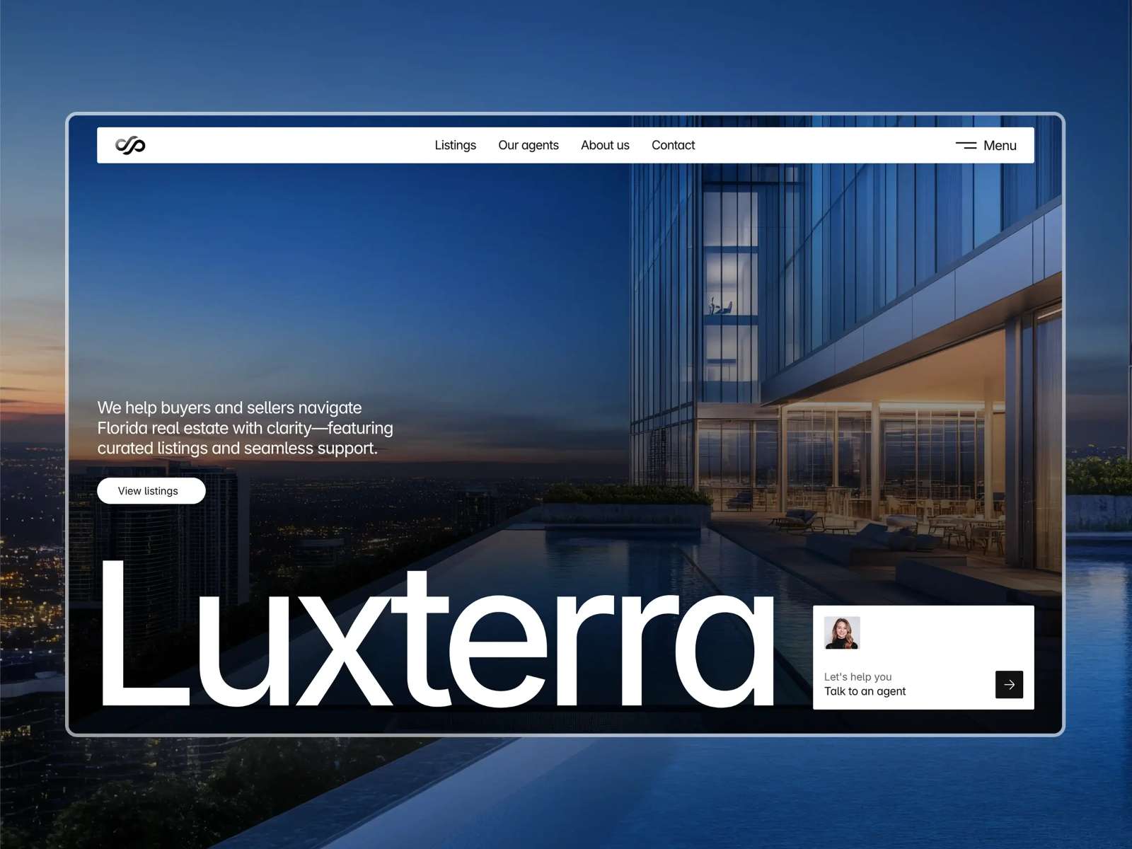 黑白极简现代房地产网站设计灵感，房地产 Framer 网站模板详情图 1