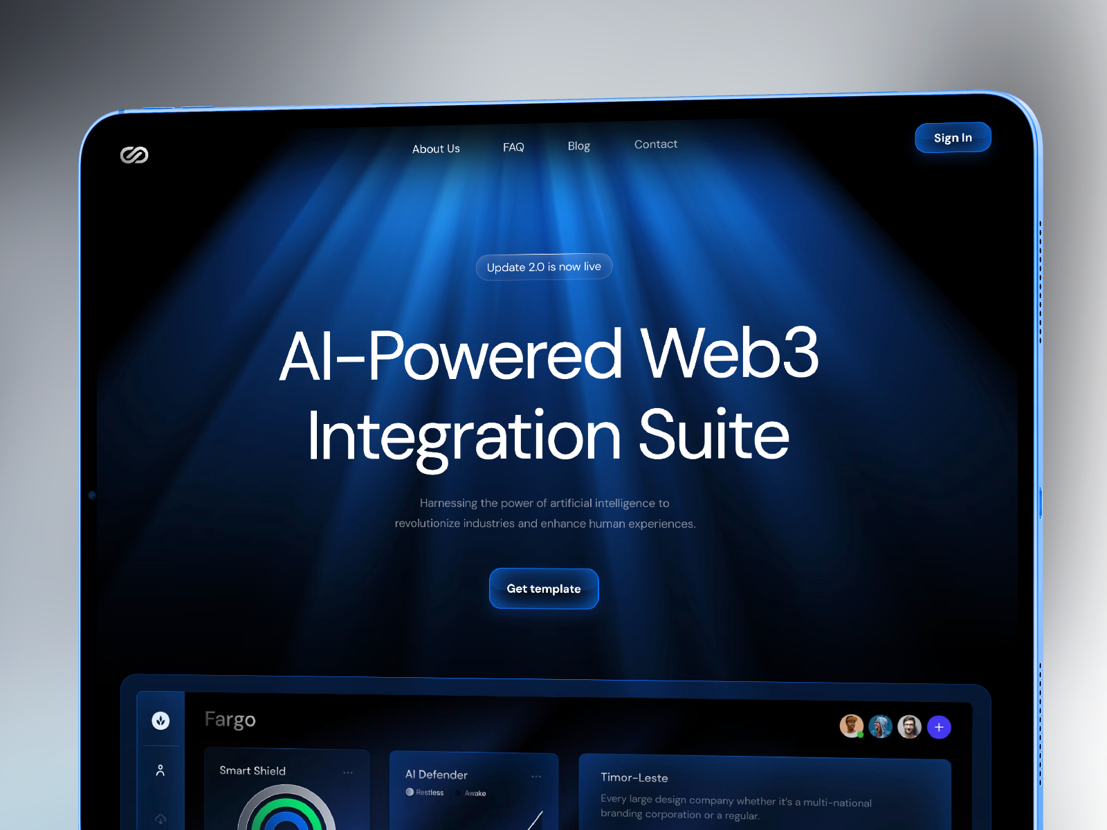 高级暗黑现代 AI 产品官网设计灵感，Web3、人工智能 Framer 网站模板详情图 1