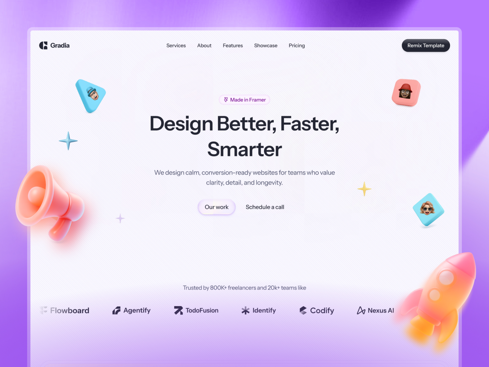 专业动效 AI 机构落地页设计灵感，人工智能、设计工作室 Framer 网站模板详情图 1
