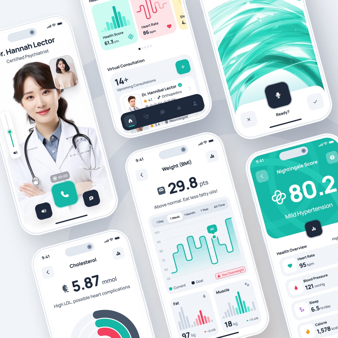 AI 驱动的心理健康 应用UI套件 310+页面