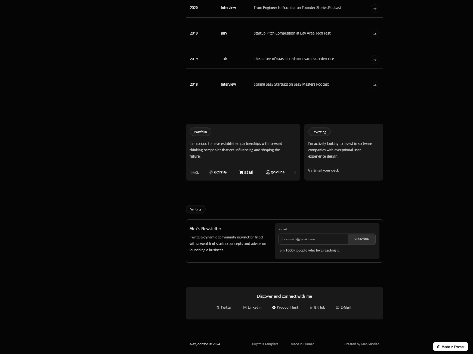 高级暗黑黑白极简作品集网站设计灵感，作品集、落地页 Framer 网站模板详情图 2