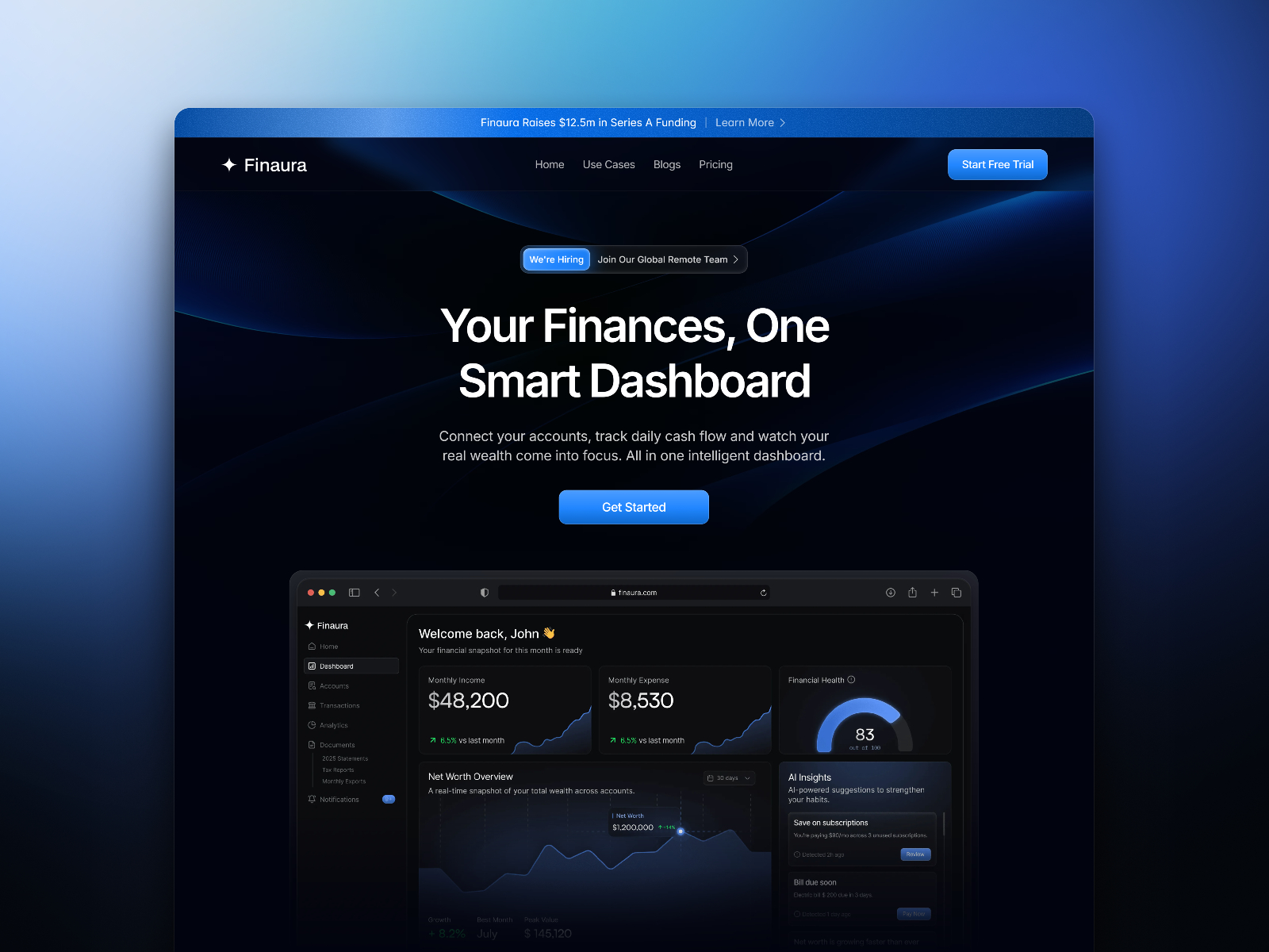 现代动效 AI 产品官网设计灵感，人工智能、金融科技 Framer 网站模板详情图 1