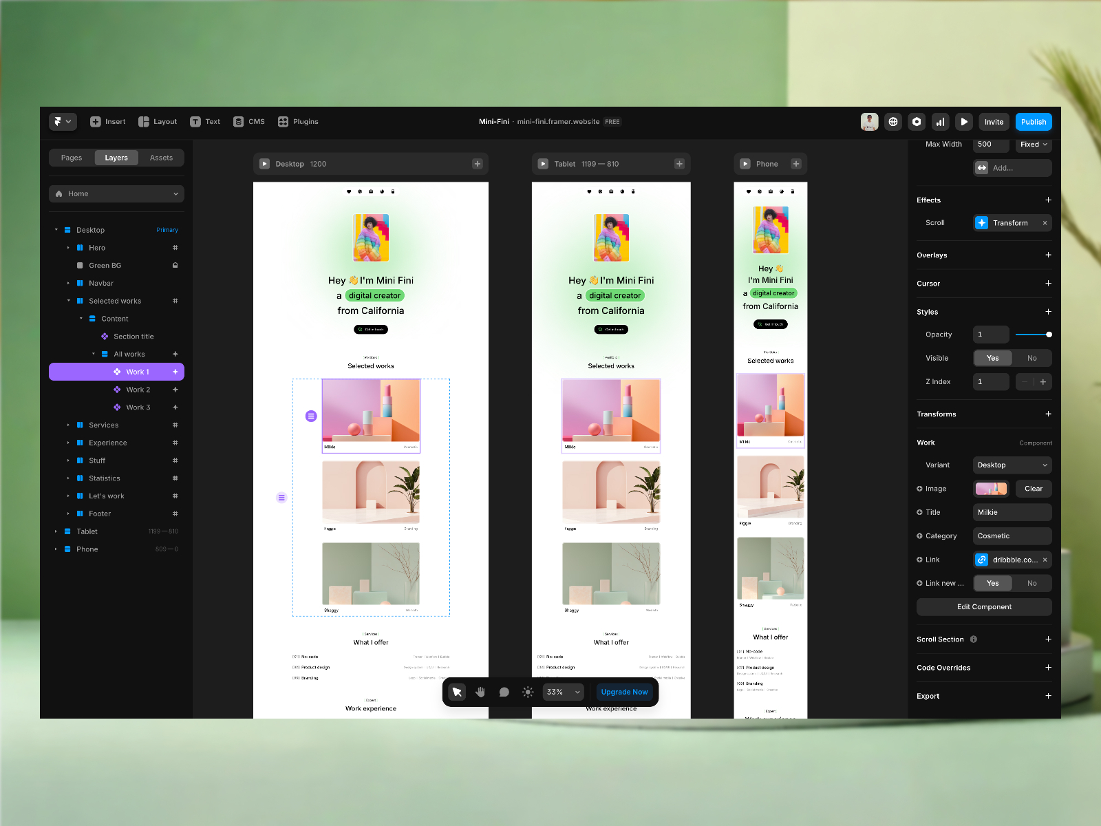 现代专业作品集网站设计灵感，作品集 Framer 网站模板详情图 4