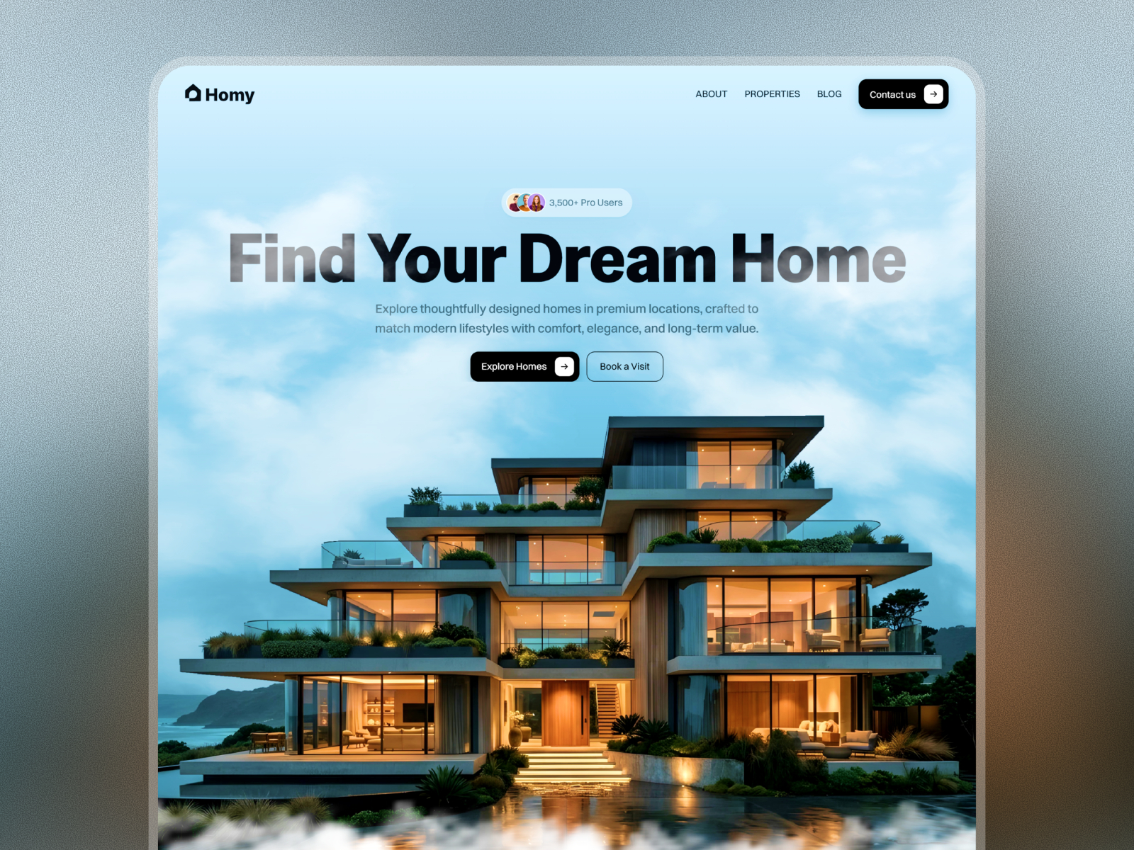 极简现代创意机构官网设计灵感，房地产、建筑空间 Framer 网站模板详情图 1