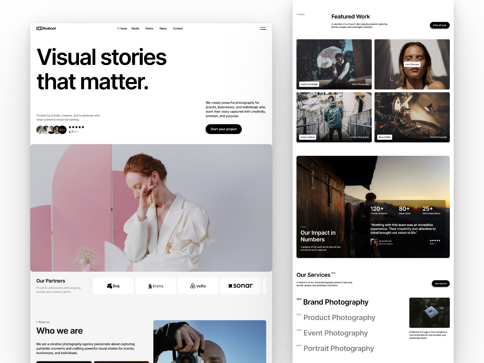 黑白极简现代网站设计灵感，设计工作室、作品集 Framer 网站模板详情图 2