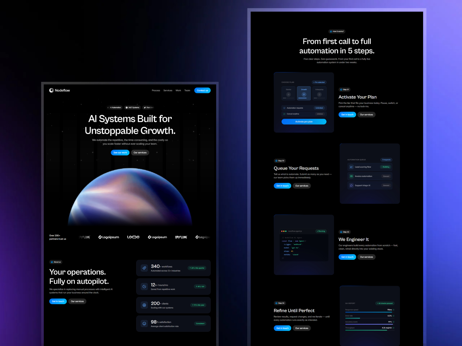 高级暗黑现代 AI 机构落地页设计灵感，Web3、人工智能 Framer 网站模板详情图 2