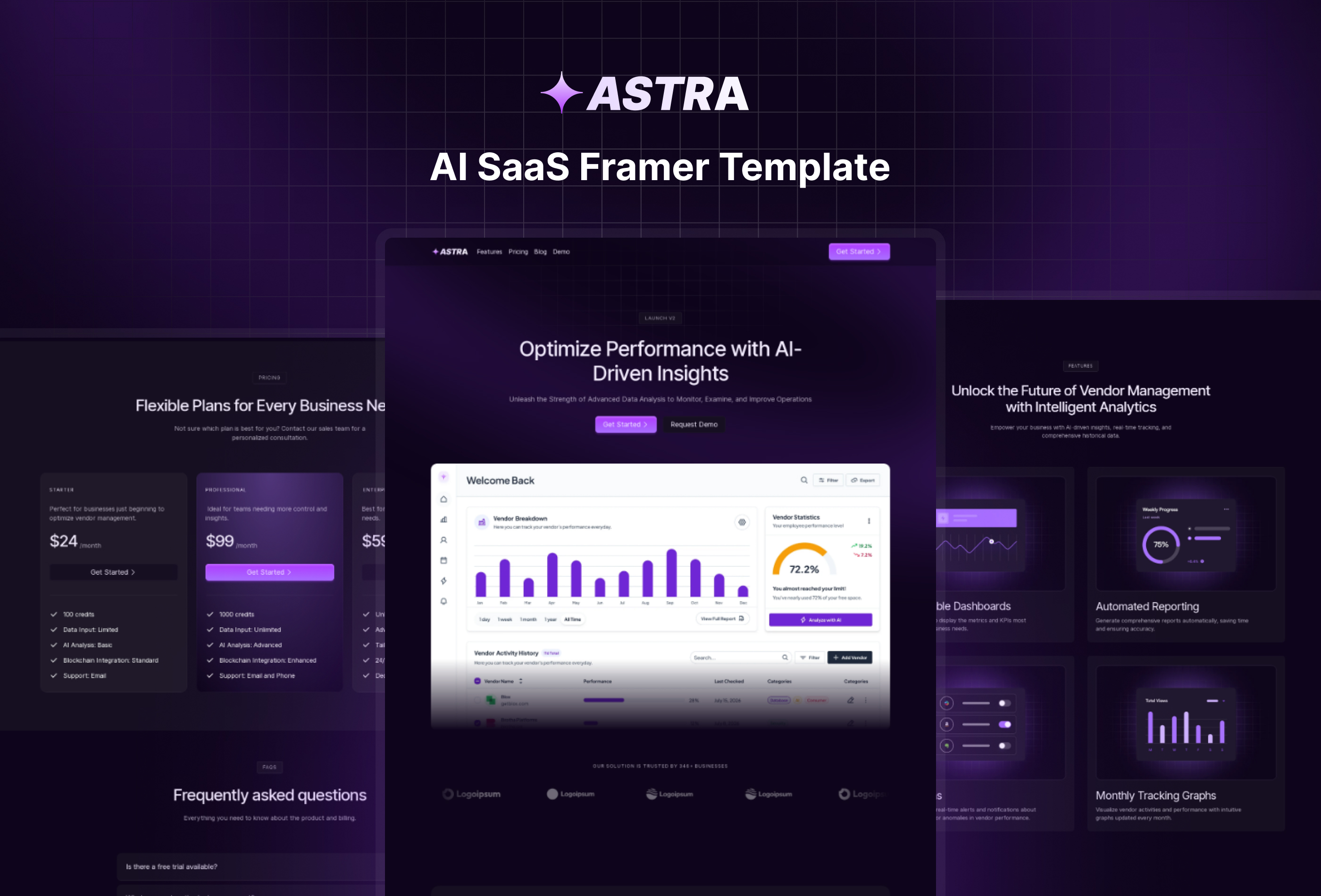 黑白极简动效 AI 产品官网设计灵感，人工智能、SaaS Framer 网站模板详情图 1