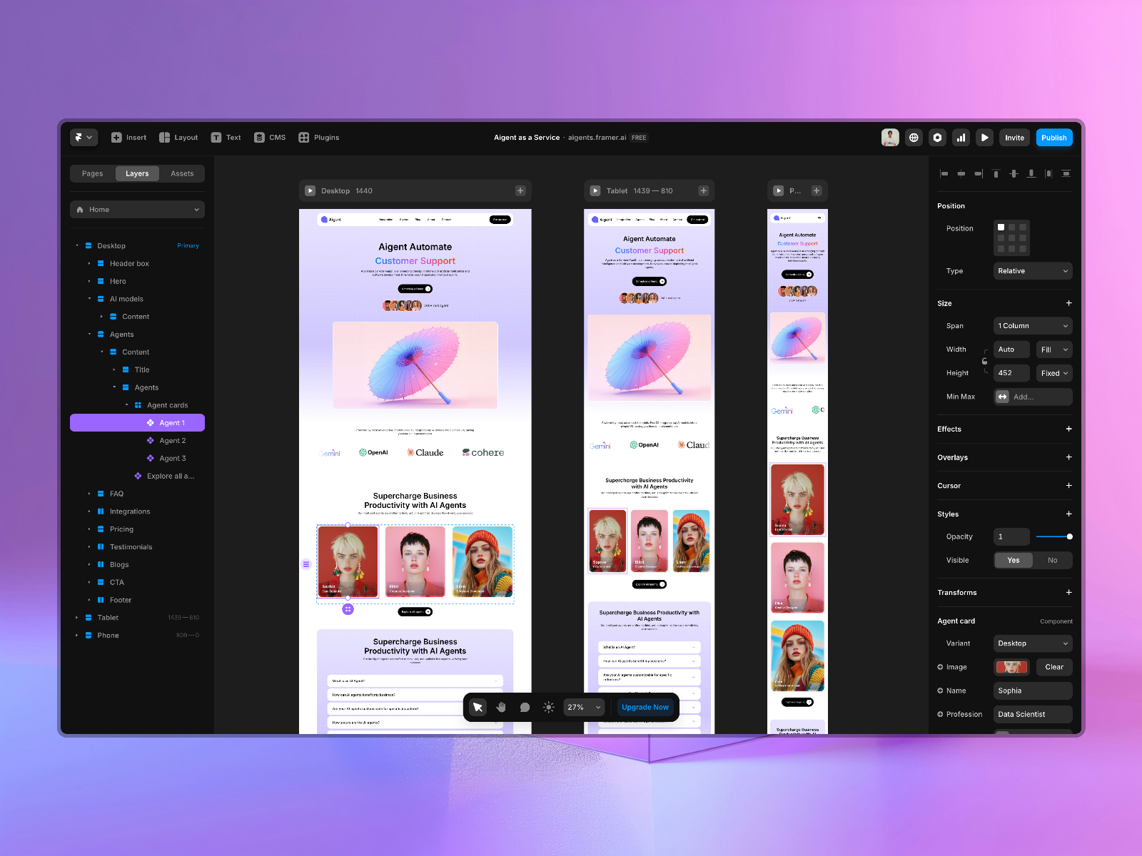 AI 产品官网设计灵感，人工智能、SaaS Framer 网站模板详情图 2