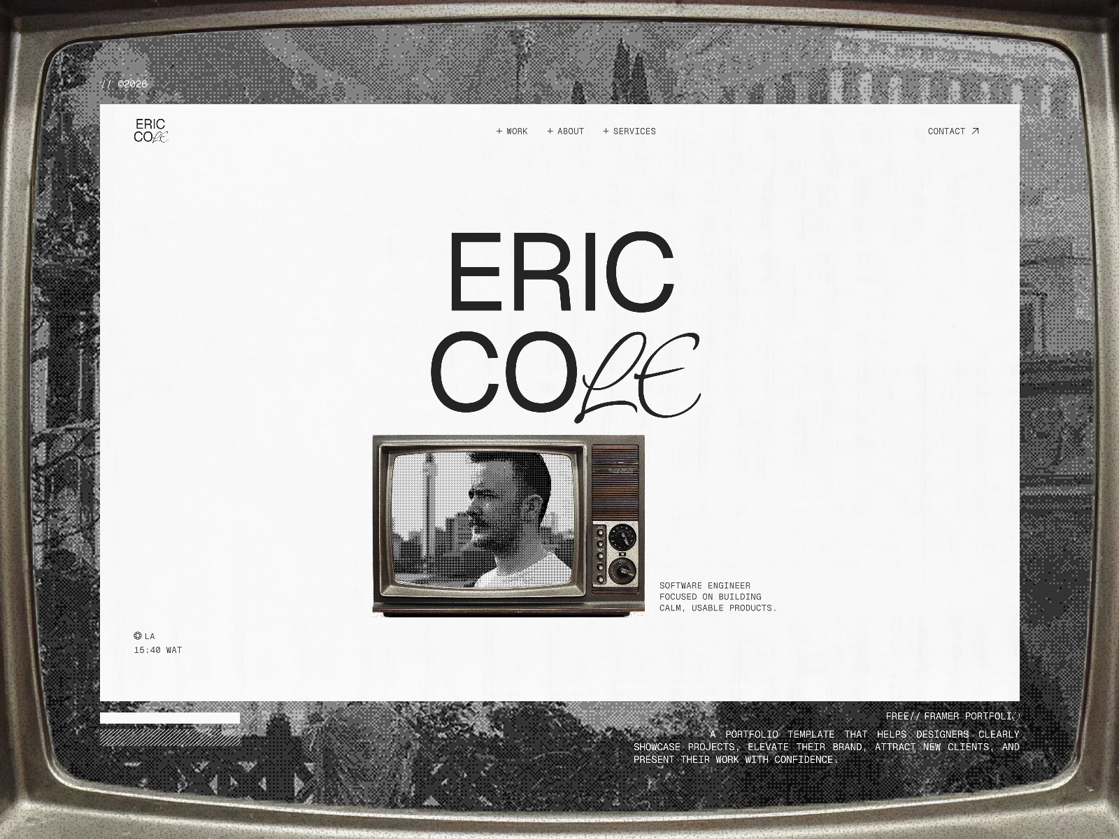 黑白极简现代作品集网站设计灵感，作品集、落地页 Framer 网站模板详情图 1