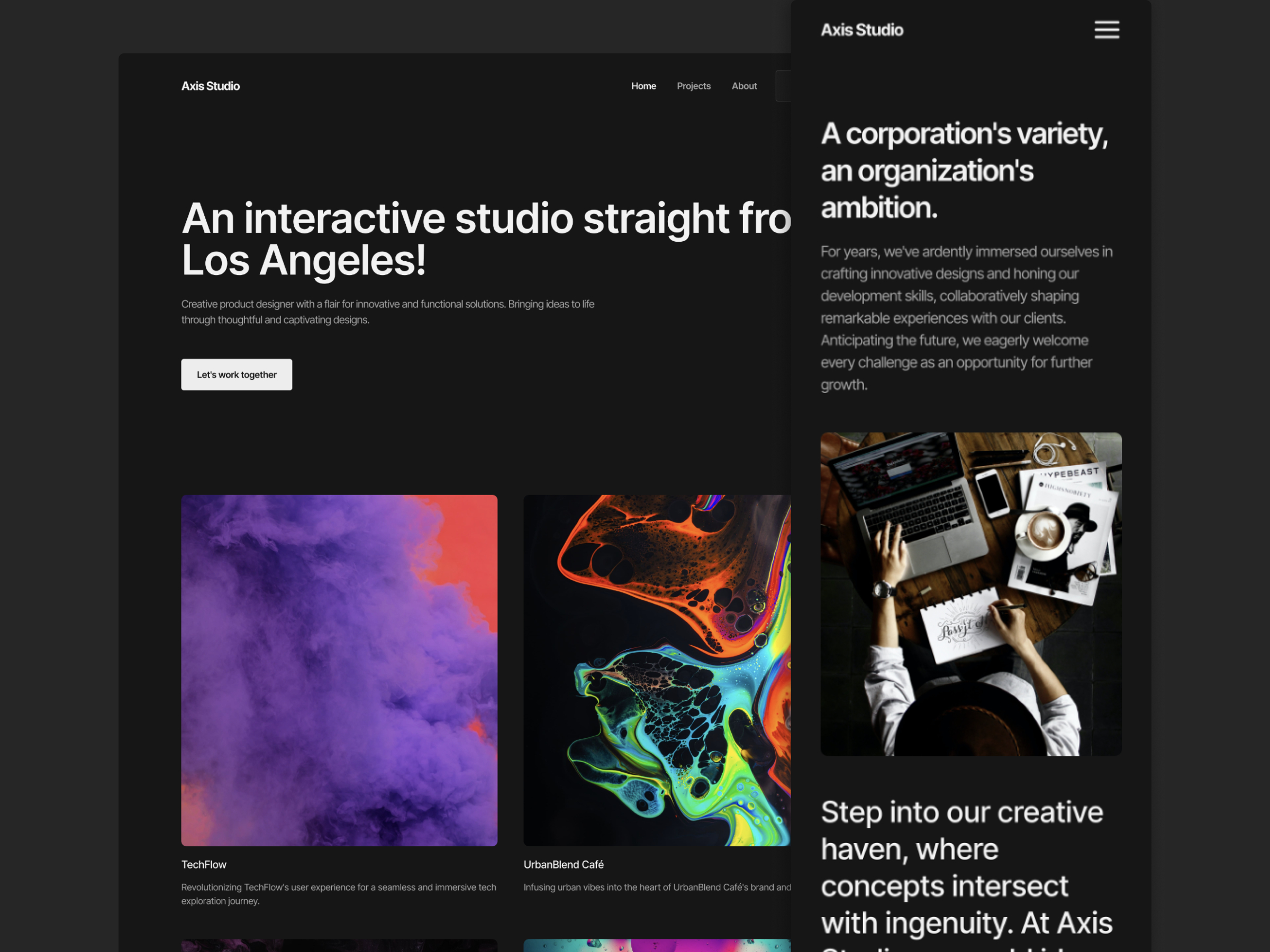 黑白极简专业作品集网站设计灵感，作品集 Framer 网站模板详情图 1